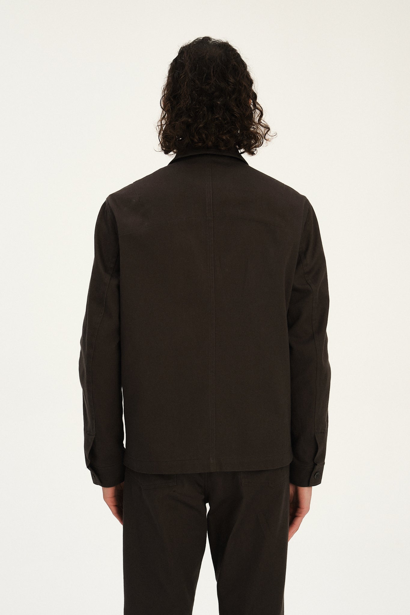 Cluny Workwear Jacket in a Fine Anthracite Japanese Twill of Cotton and Linen