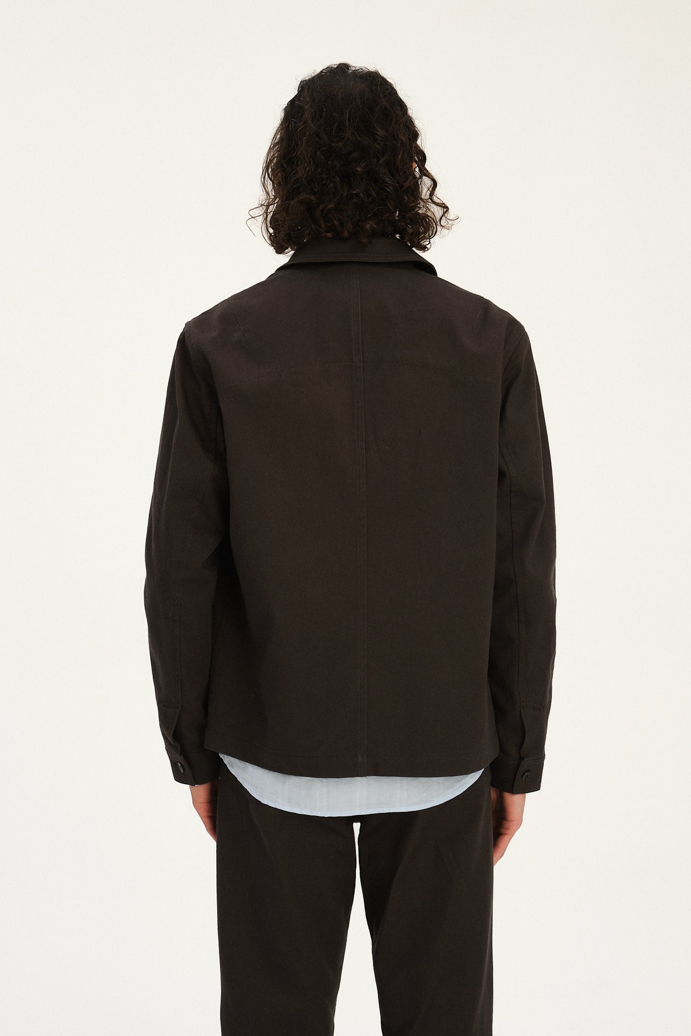 Cluny Workwear Jacket in a Fine Anthracite Japanese Twill of Cotton and Linen
