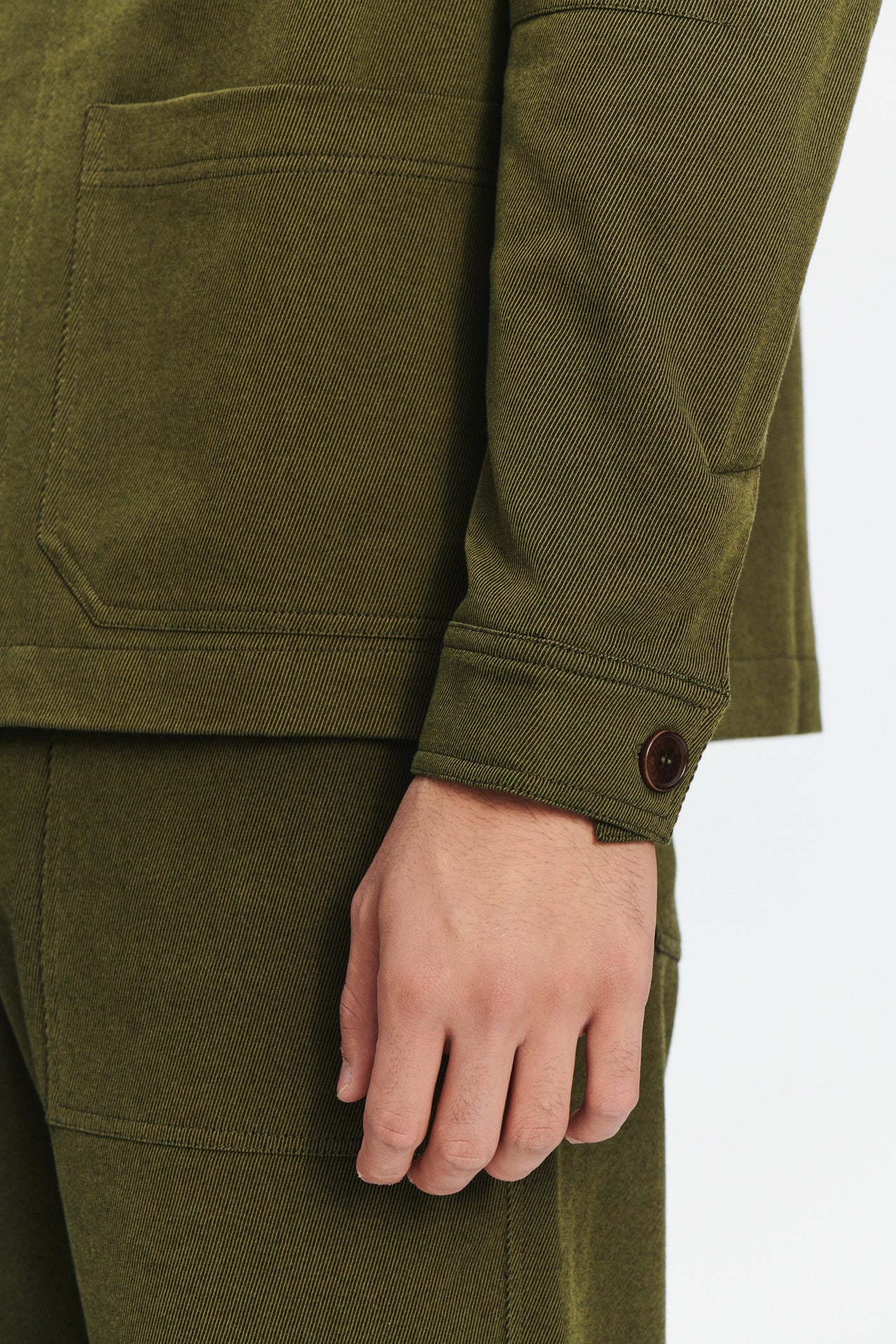 Workwear Jacket in the Finest Green Cotton and Wool Twill