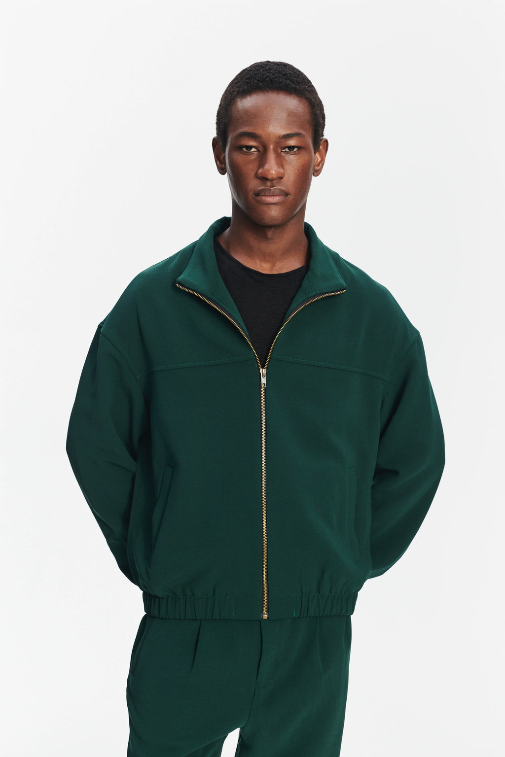 New Zipped Blouson Jacket in Green Finest Wool from Giuseppe Botto