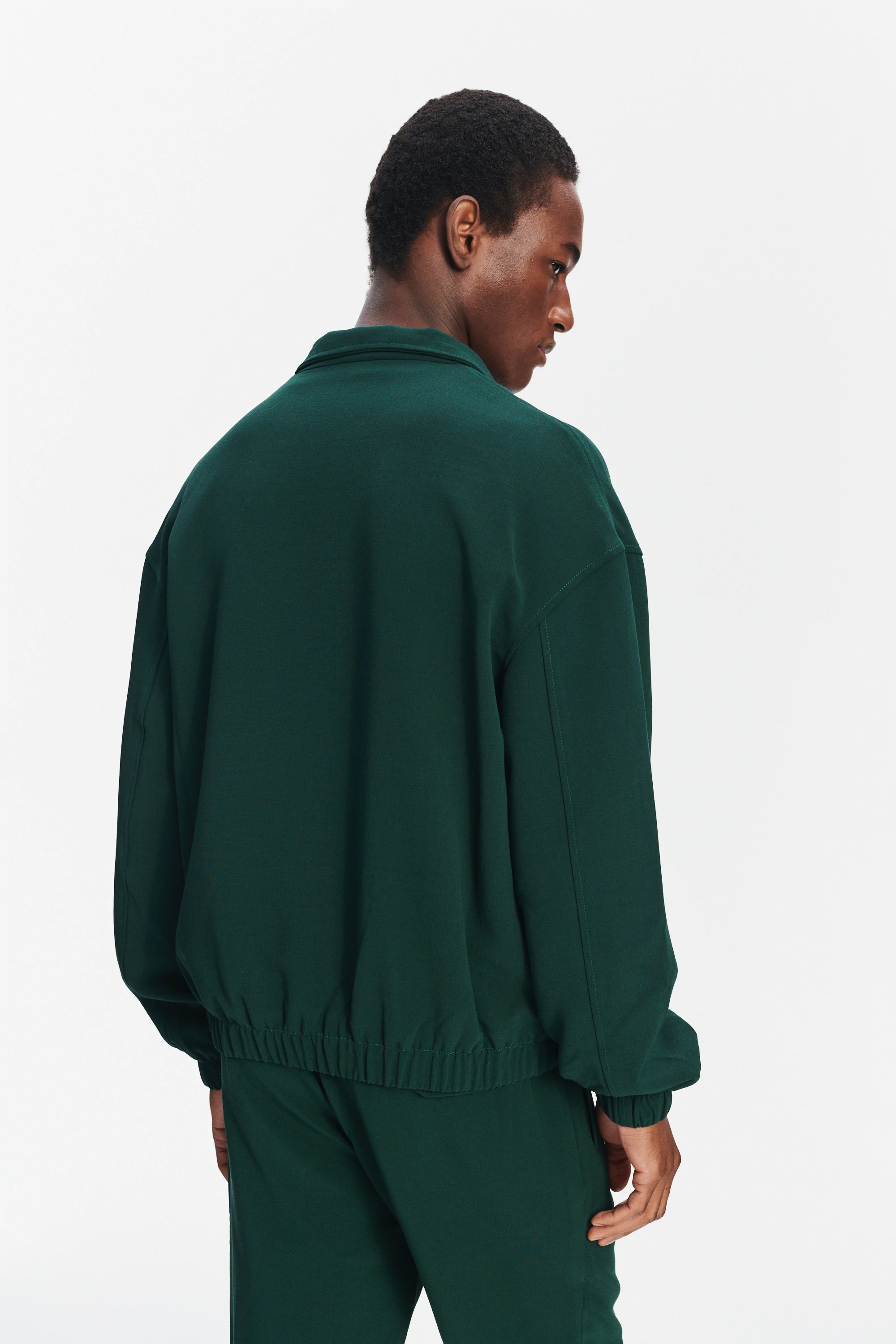 New Zipped Blouson Jacket in Green Finest Wool from Giuseppe Botto