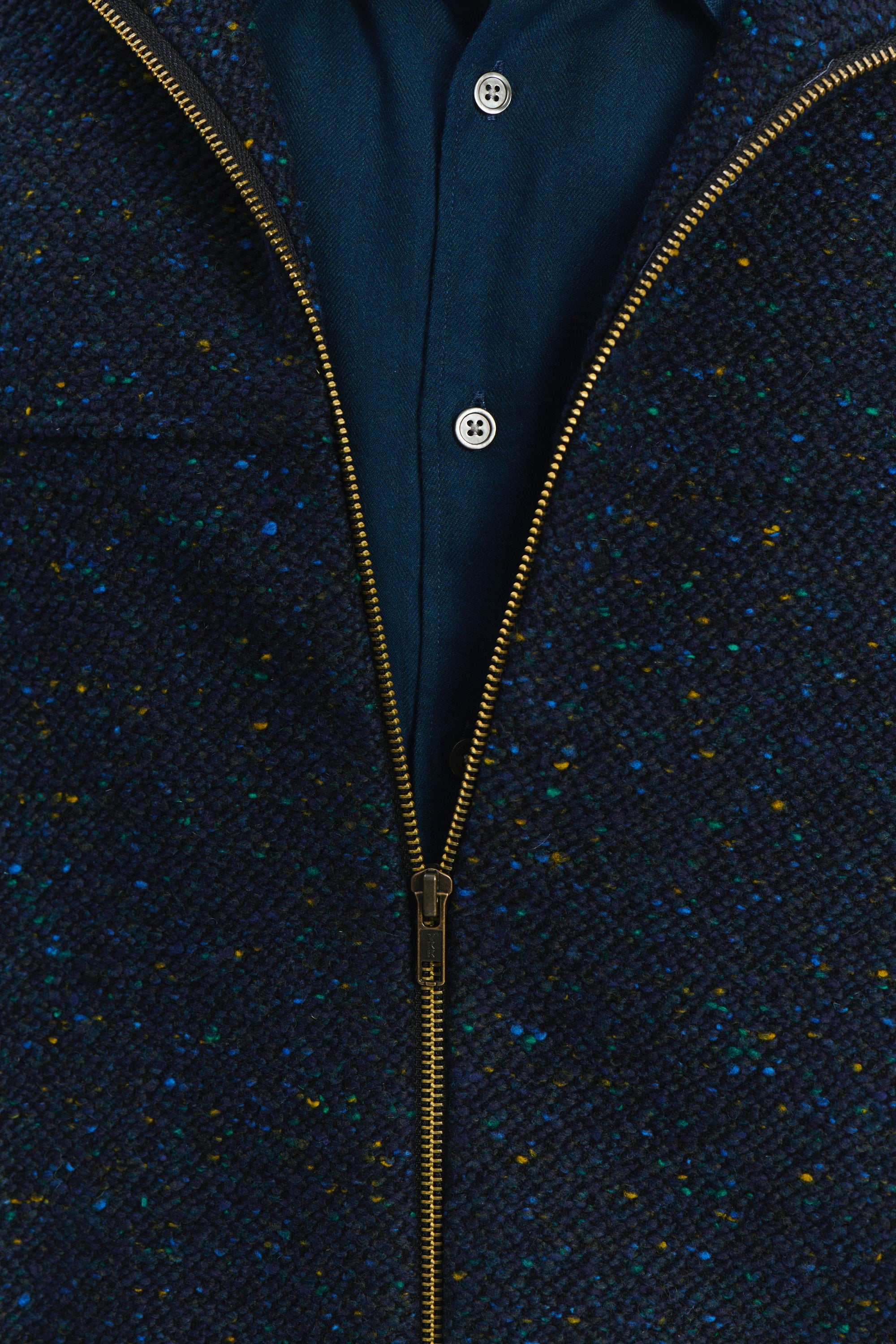 New Zipped Blouson Jacket in Navy Virgin Wool Blend