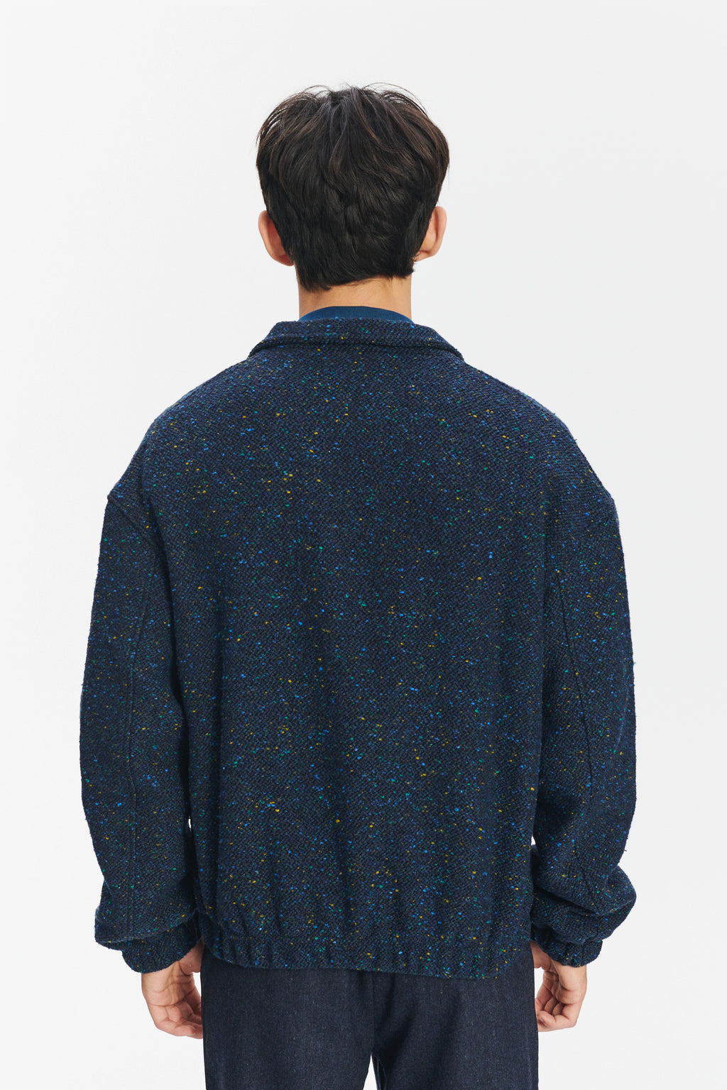 New Zipped Blouson Jacket in Navy Virgin Wool Blend