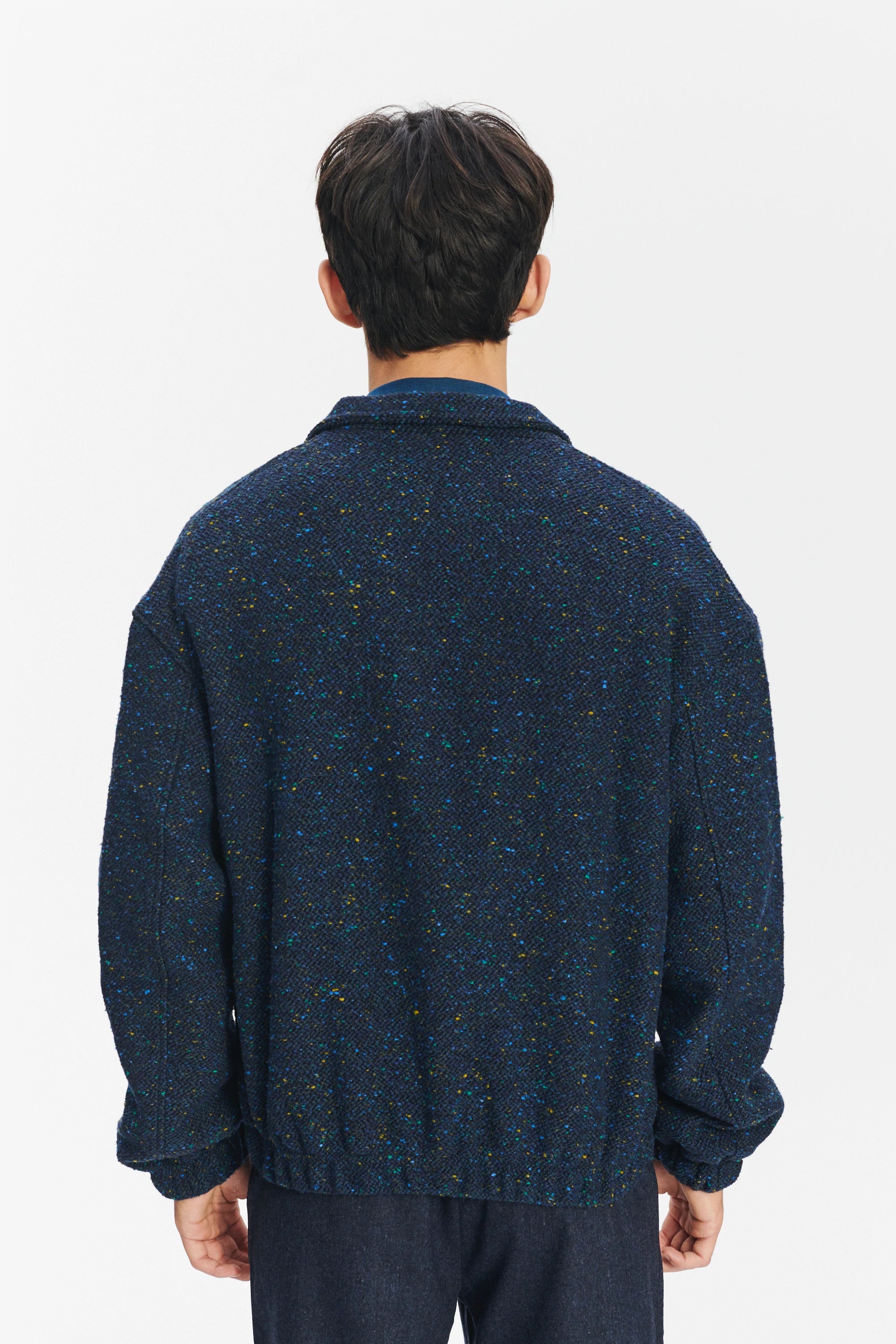 New Zipped Blouson Jacket in Navy Virgin Wool Blend