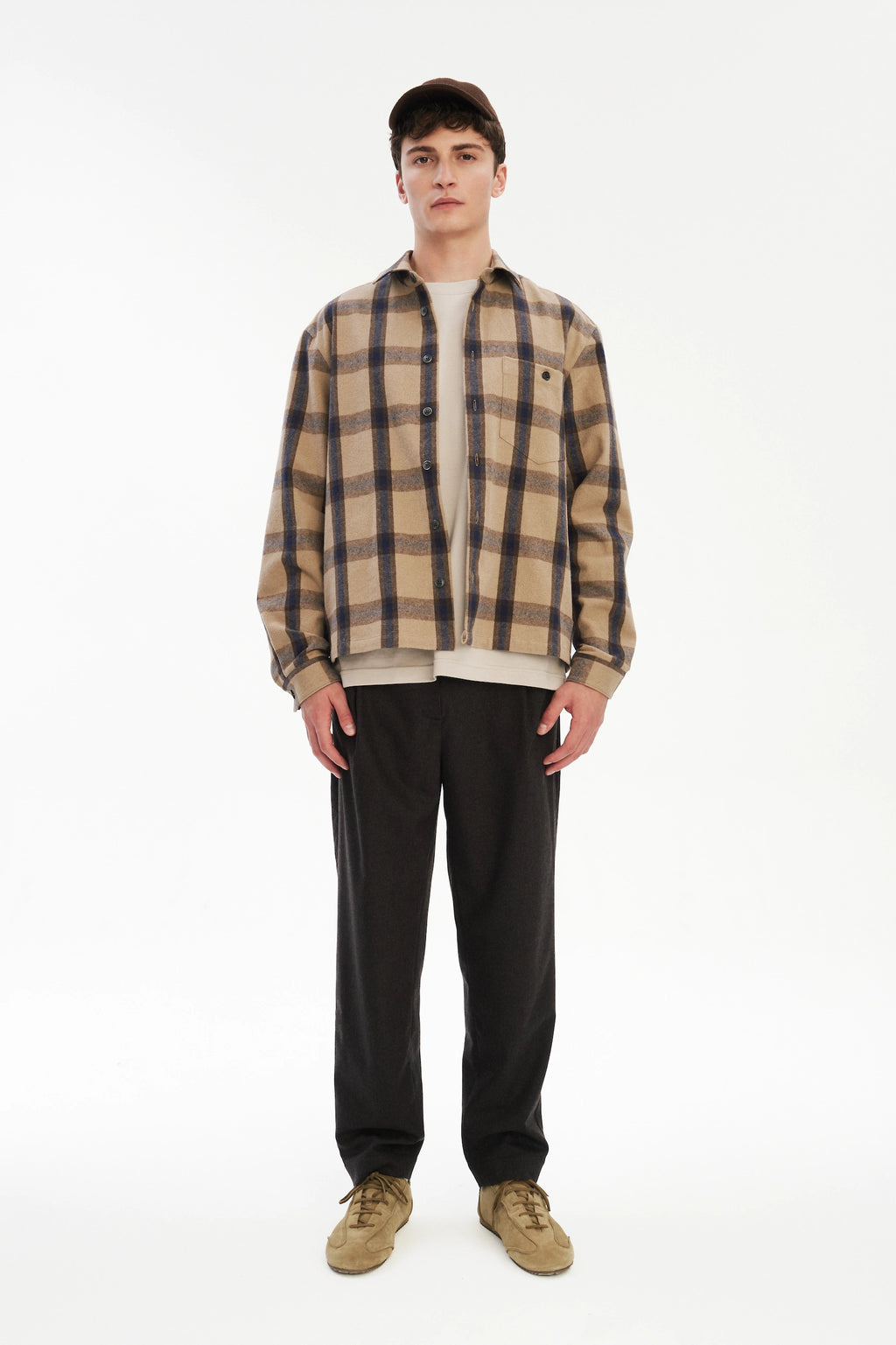 Overshirt in the Finest Italian Recycled Cotton, crafted in a timeless checked design
