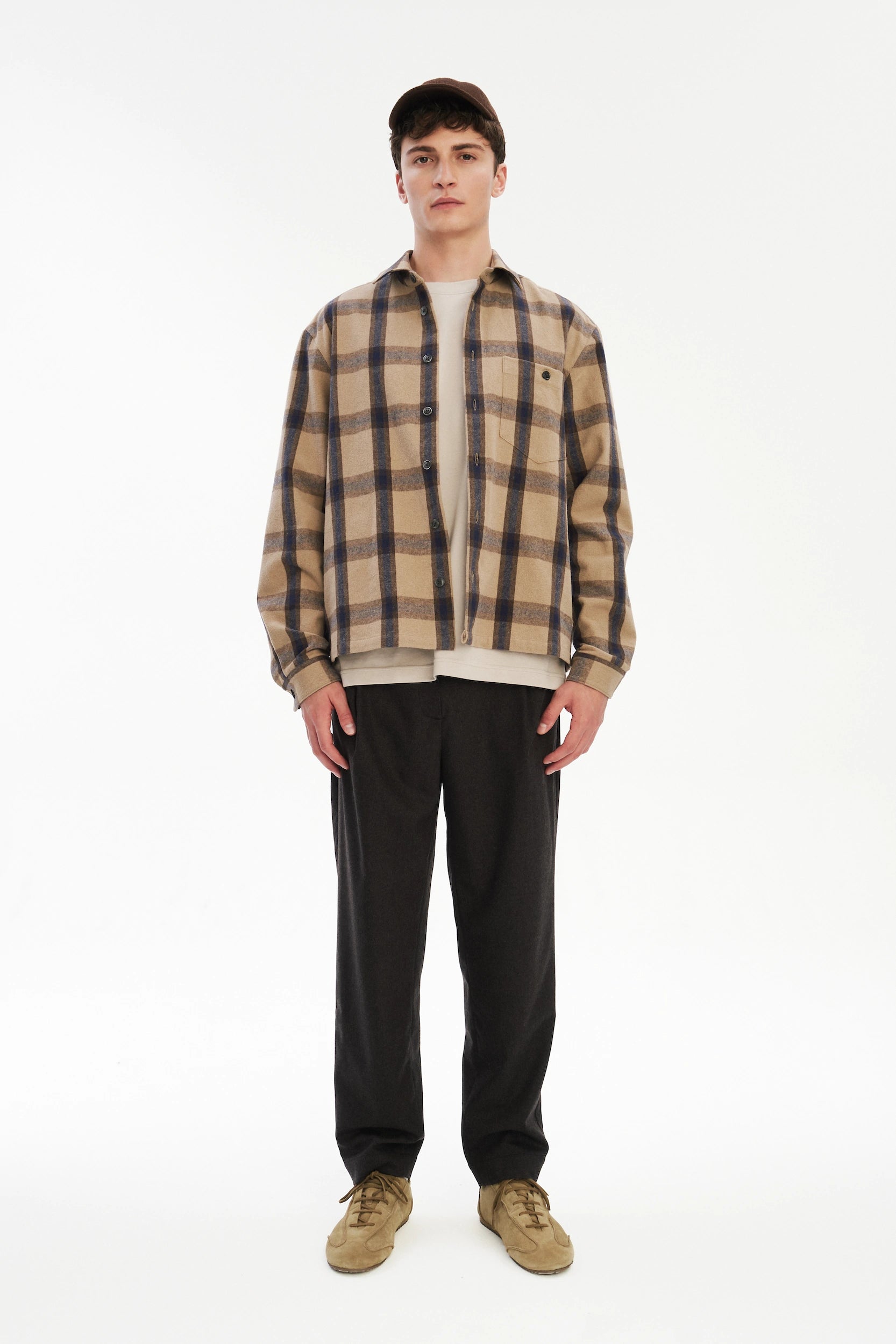Overshirt in the Finest Italian Recycled Cotton, crafted in a timeless checked design