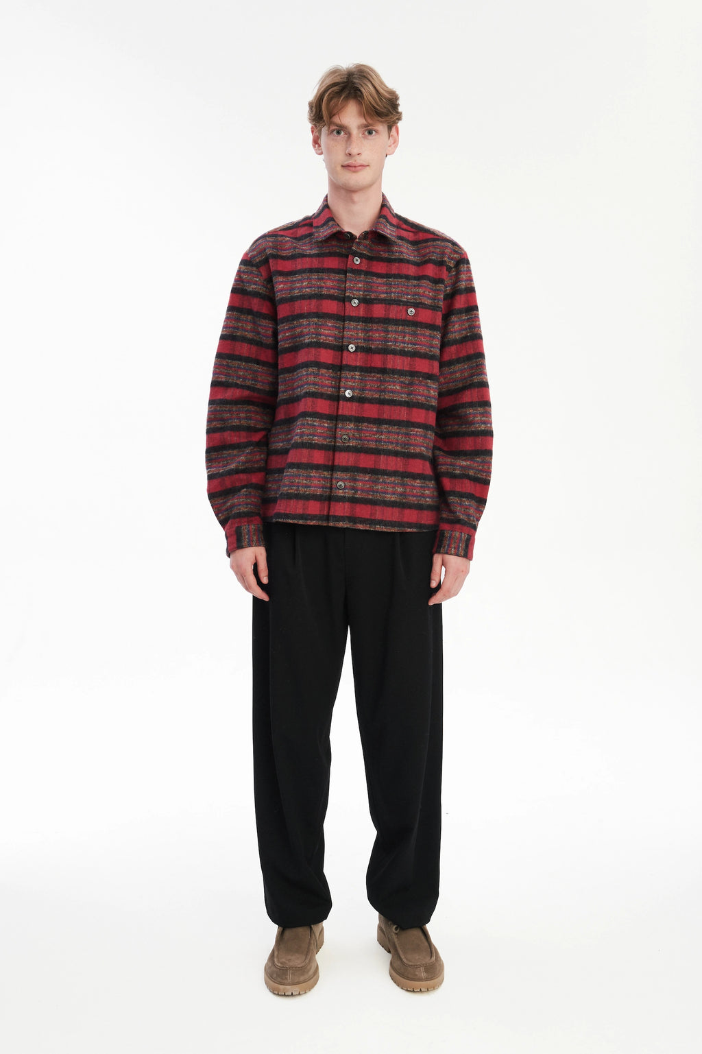 Overshirt in the Finest Italian Recycled Cotton, crafted in a timeless checked design