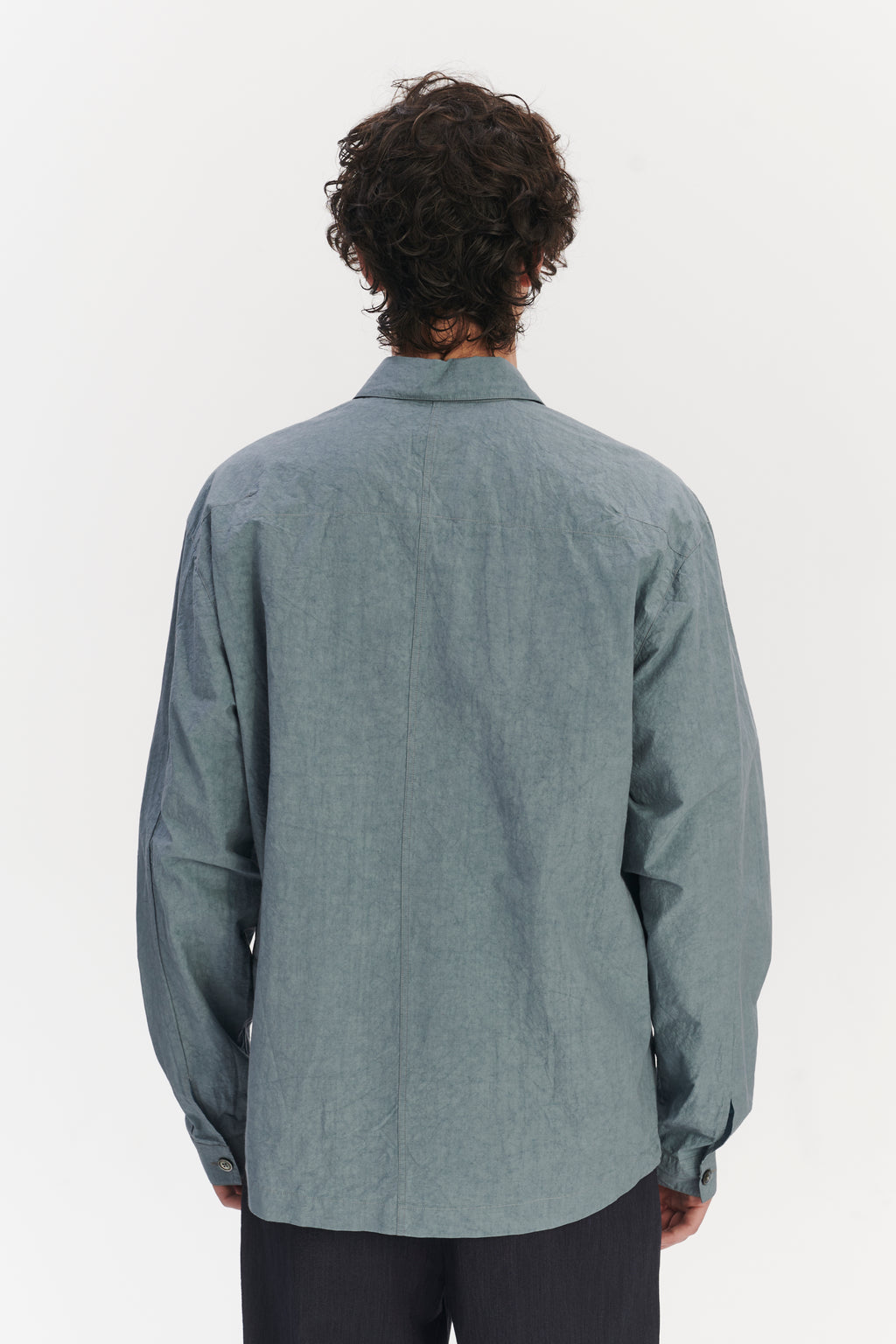 Architects Overshirt in a Pale Sky Blue  Dry Japanese Cotton and Linen