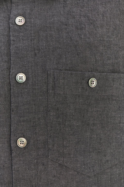 Architects Overshirt in a Charcoal Grey Mix of Japanese Linen and Cotton