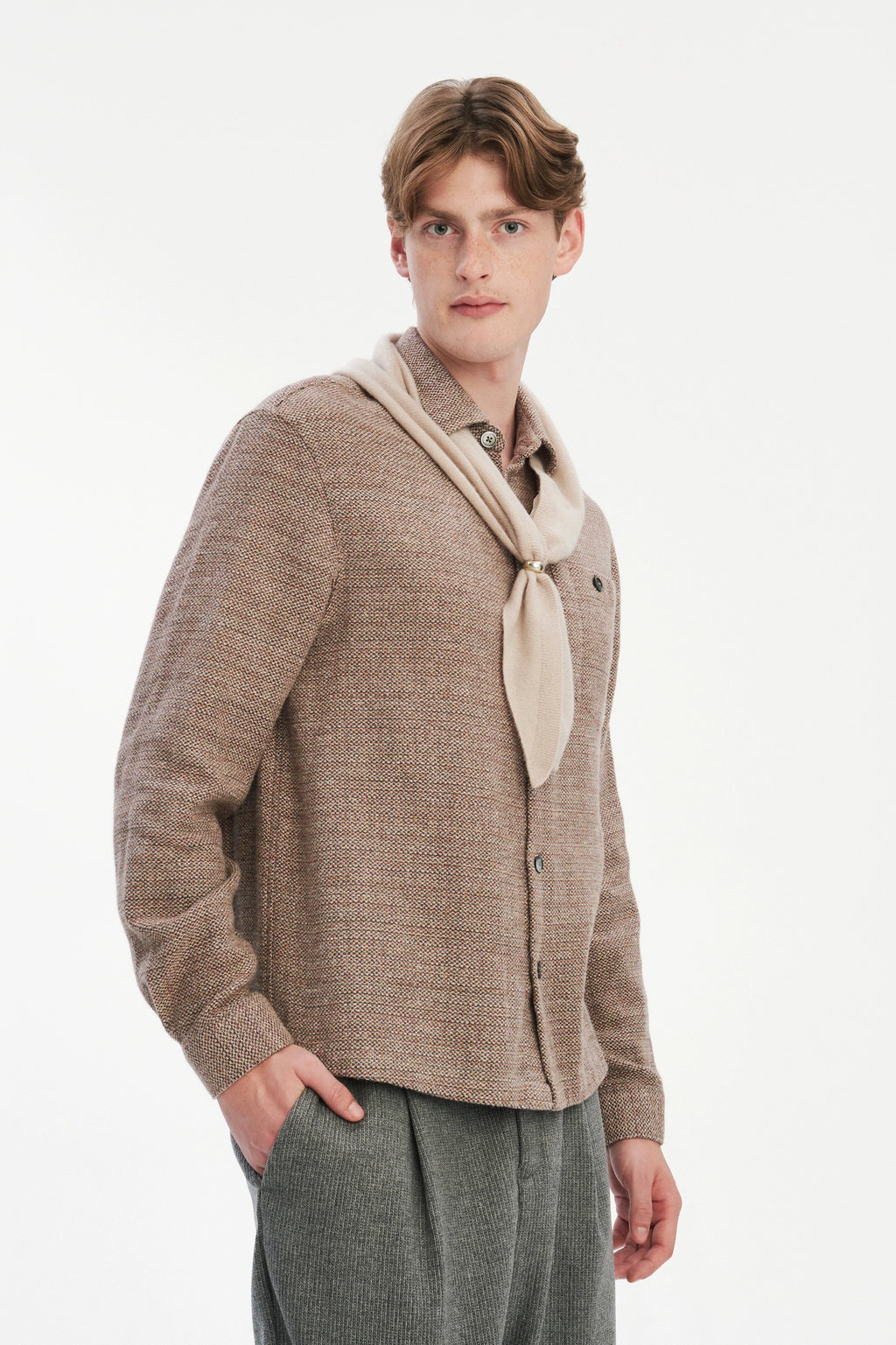 Architect's Shirt in Rusty Brown Structural Blend of Cotton and Hemp