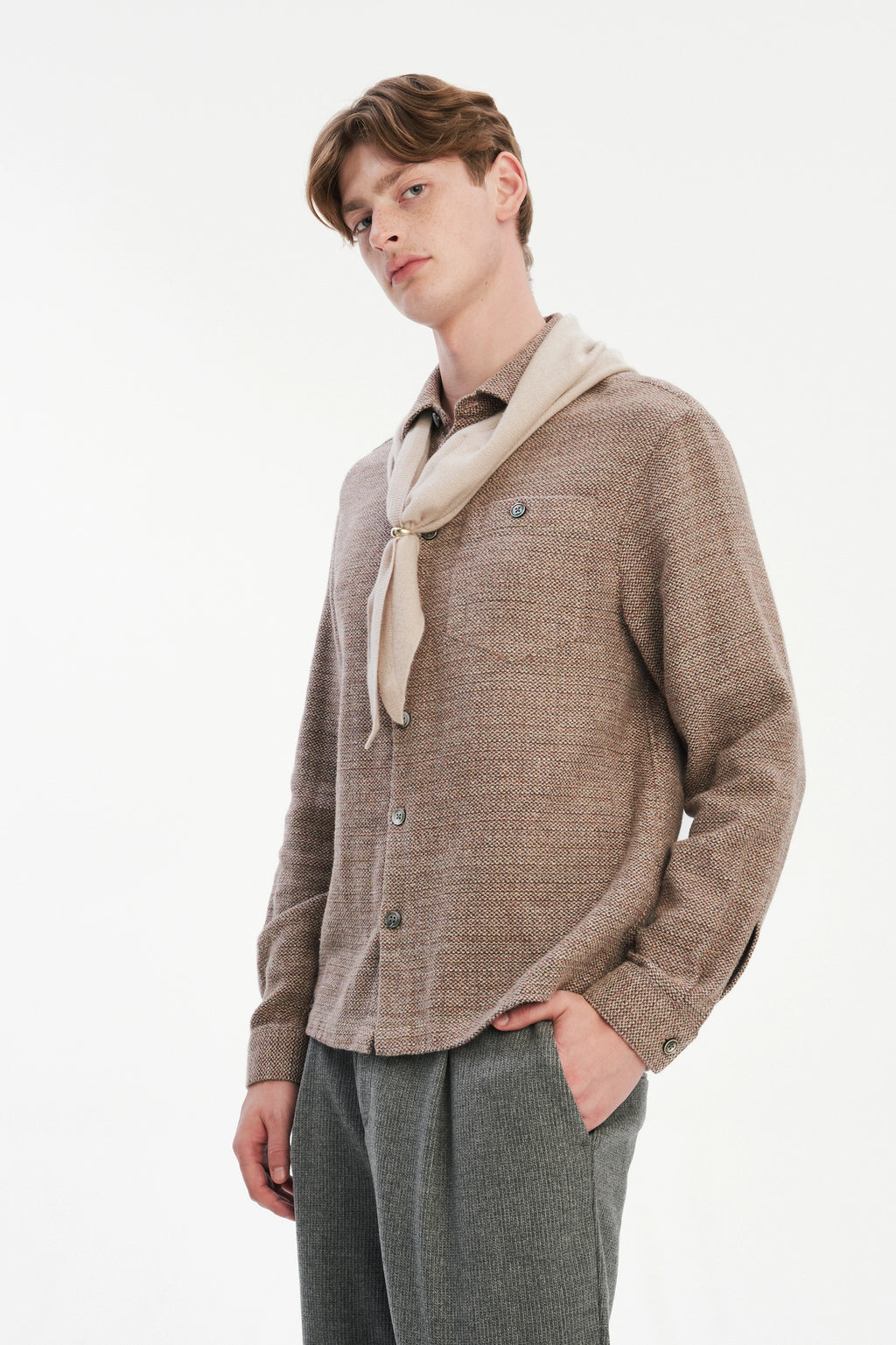 Architect's Shirt in Rusty Brown Structural Blend of Cotton and Hemp