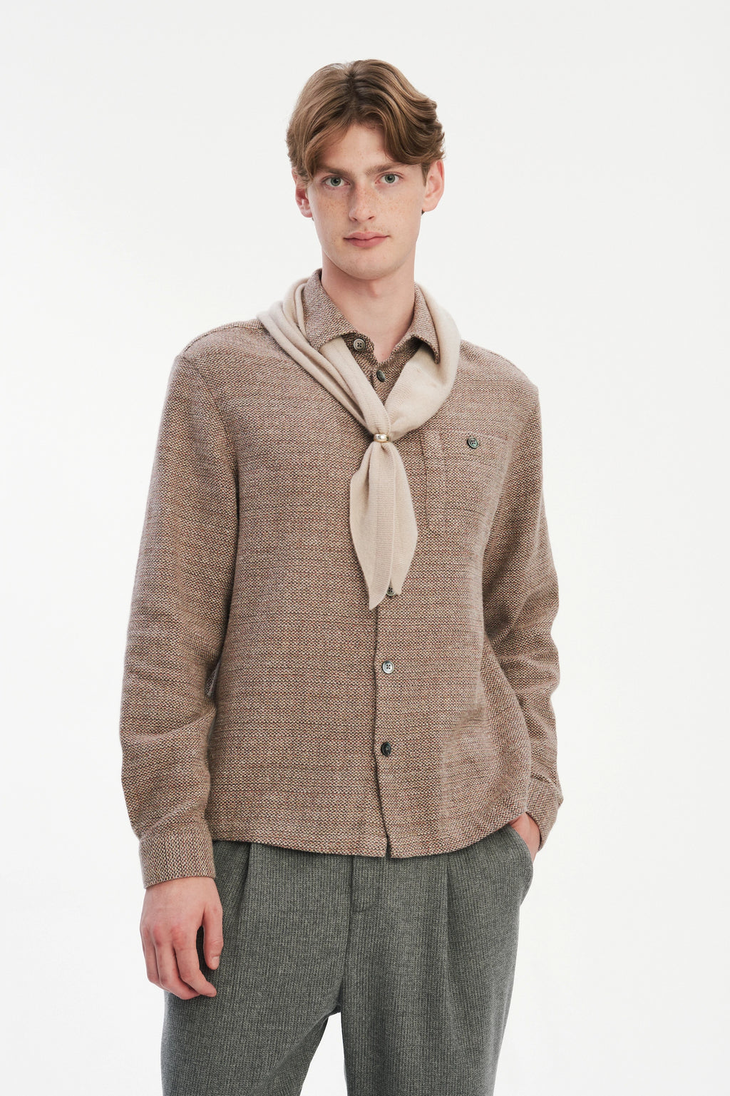 Architect's Shirt in Rusty Brown Structural Blend of Cotton and Hemp