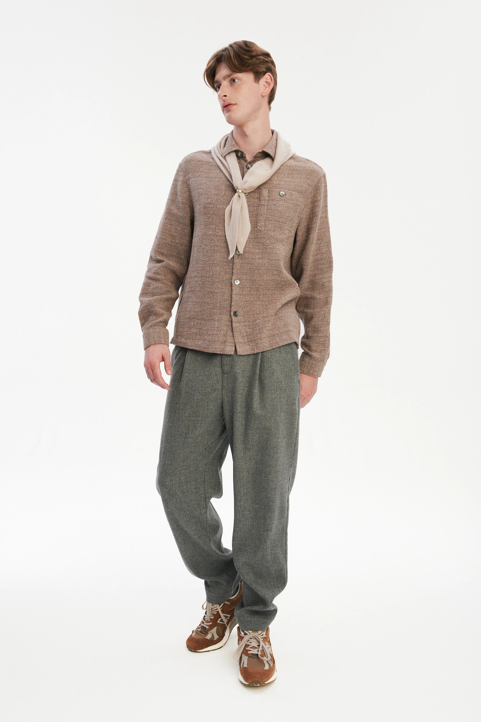 Architect's Shirt in Rusty Brown Structural Blend of Cotton and Hemp