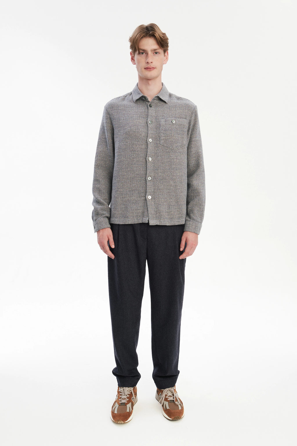 Architect's Shirt in Stone Blue Blend of Cotton and Hemp