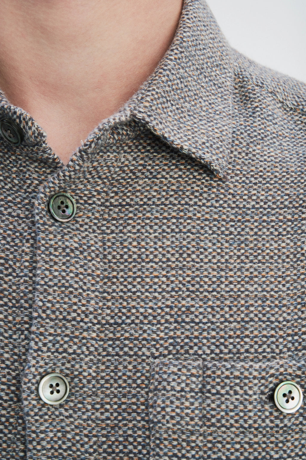 Architect's Shirt in Stone Blue Blend of Cotton and Hemp