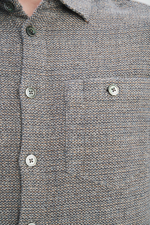 Architect's Shirt in Stone Blue Blend of Cotton and Hemp