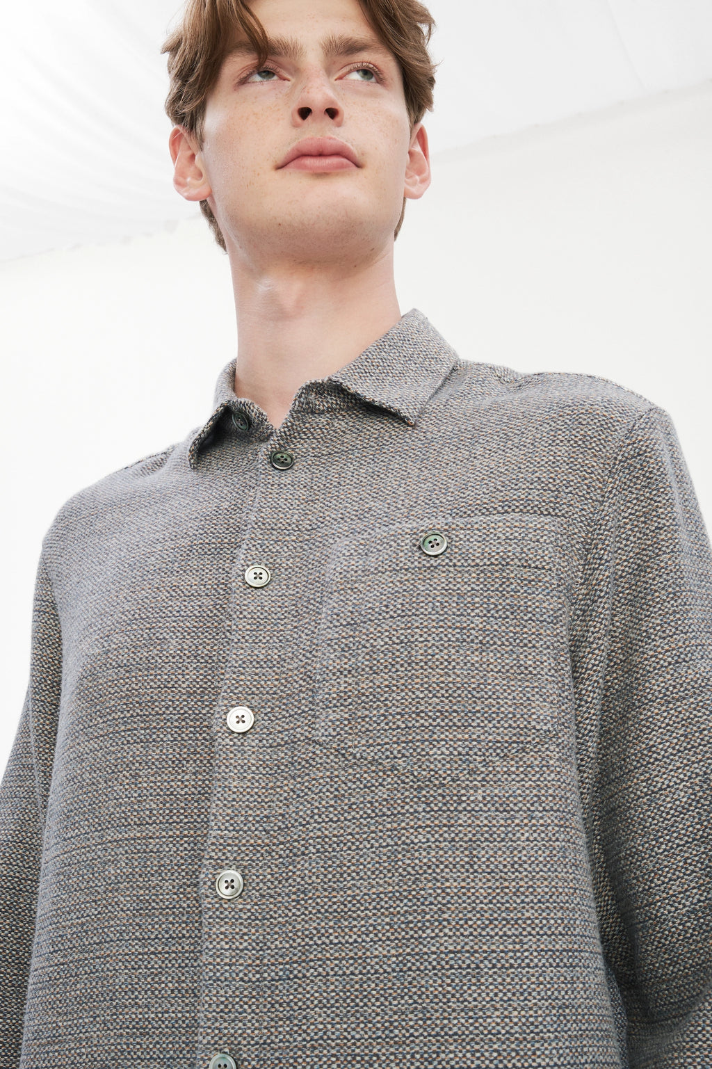 Architect's Shirt in Stone Blue Blend of Cotton and Hemp