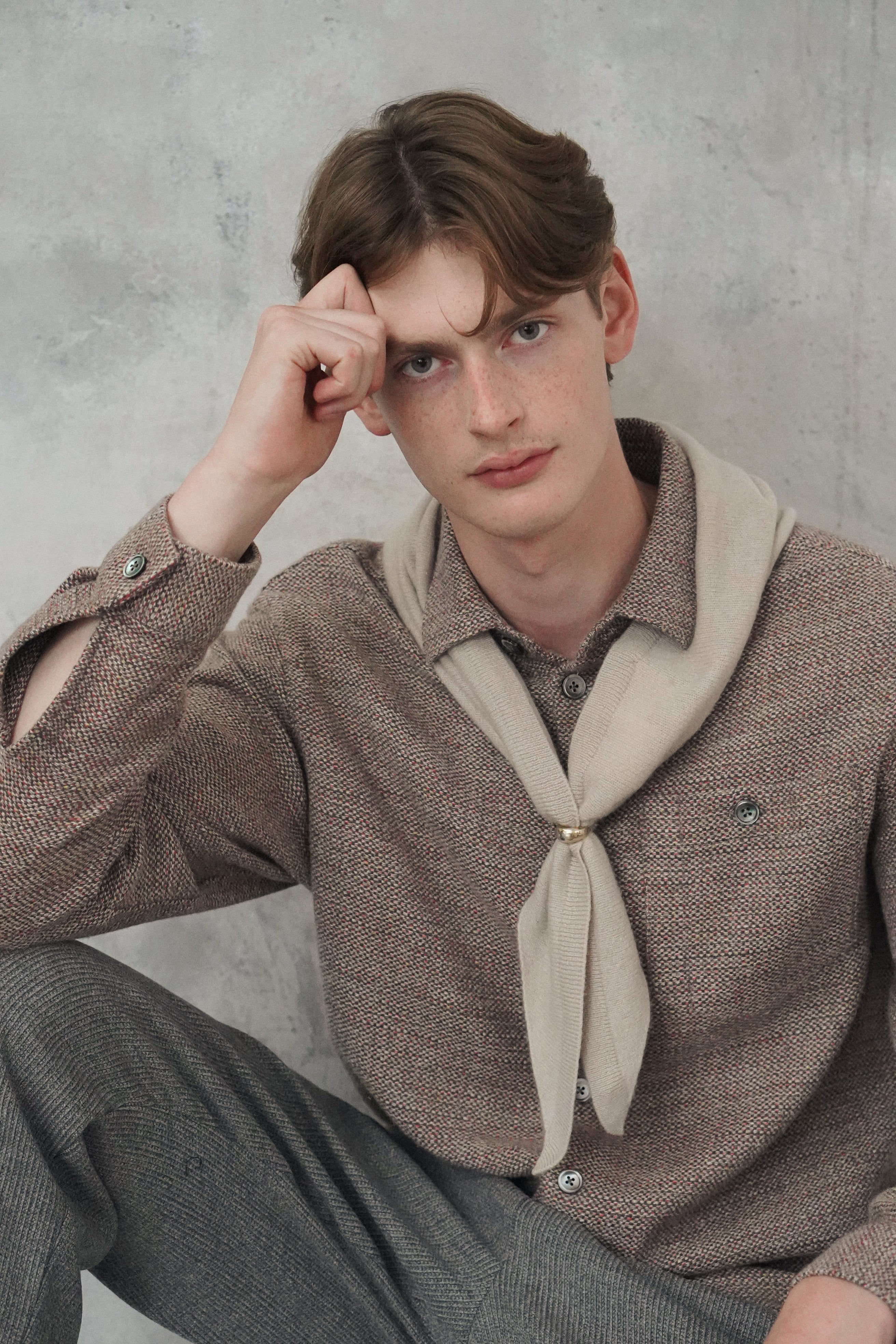 Architect's Shirt in Rusty Brown Blend of Cotton and Hemp - Photoshoot Sample