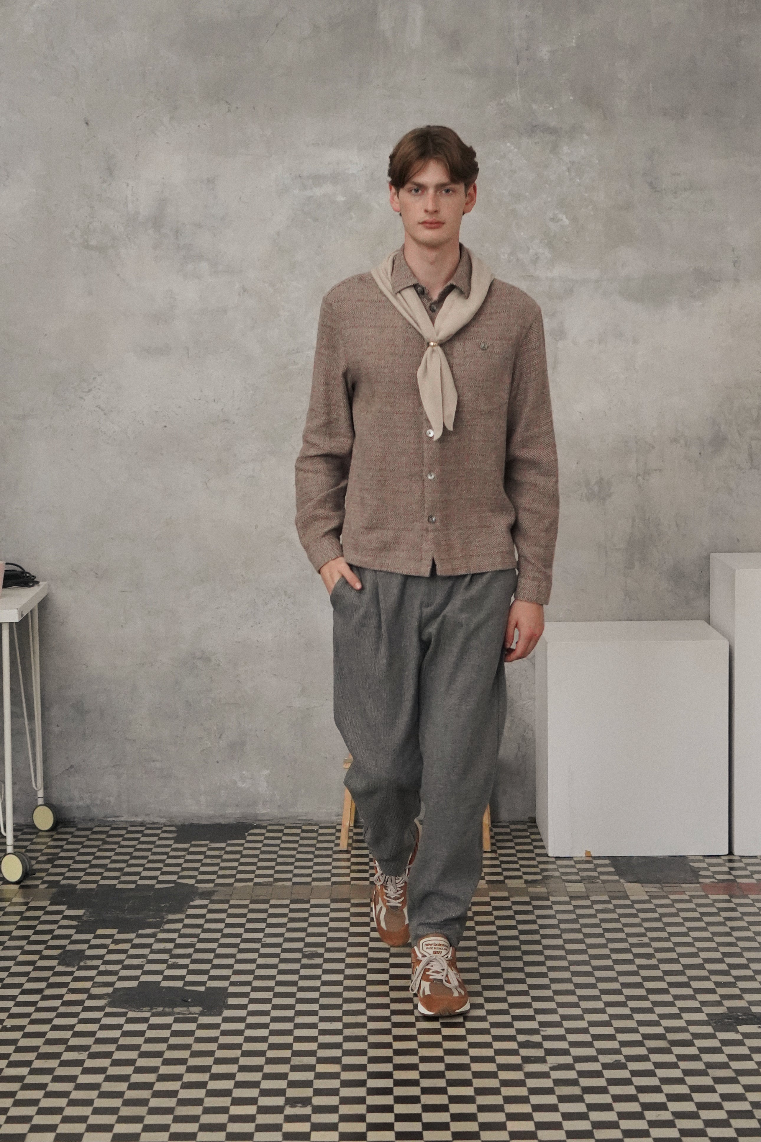 Architect's Shirt in Rusty Brown Blend of Cotton and Hemp - Photoshoot Sample