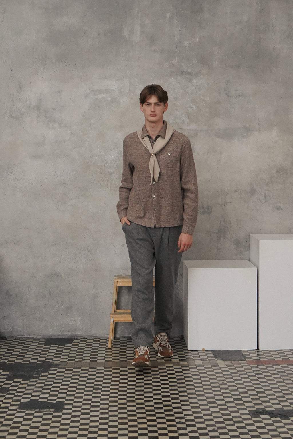 Architect's Shirt in Rusty Brown Blend of Cotton and Hemp - Photoshoot Sample