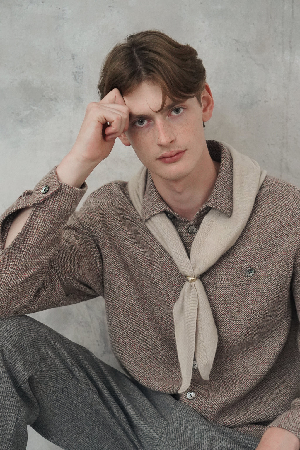 Architect's Shirt in Rusty Brown Blend of Cotton and Hemp - Photoshoot Sample