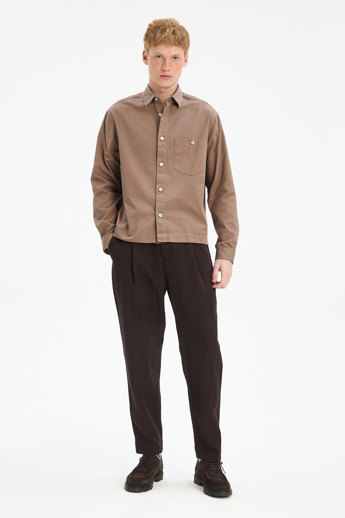 Architect's Shirt in Taupe Organic Cotton