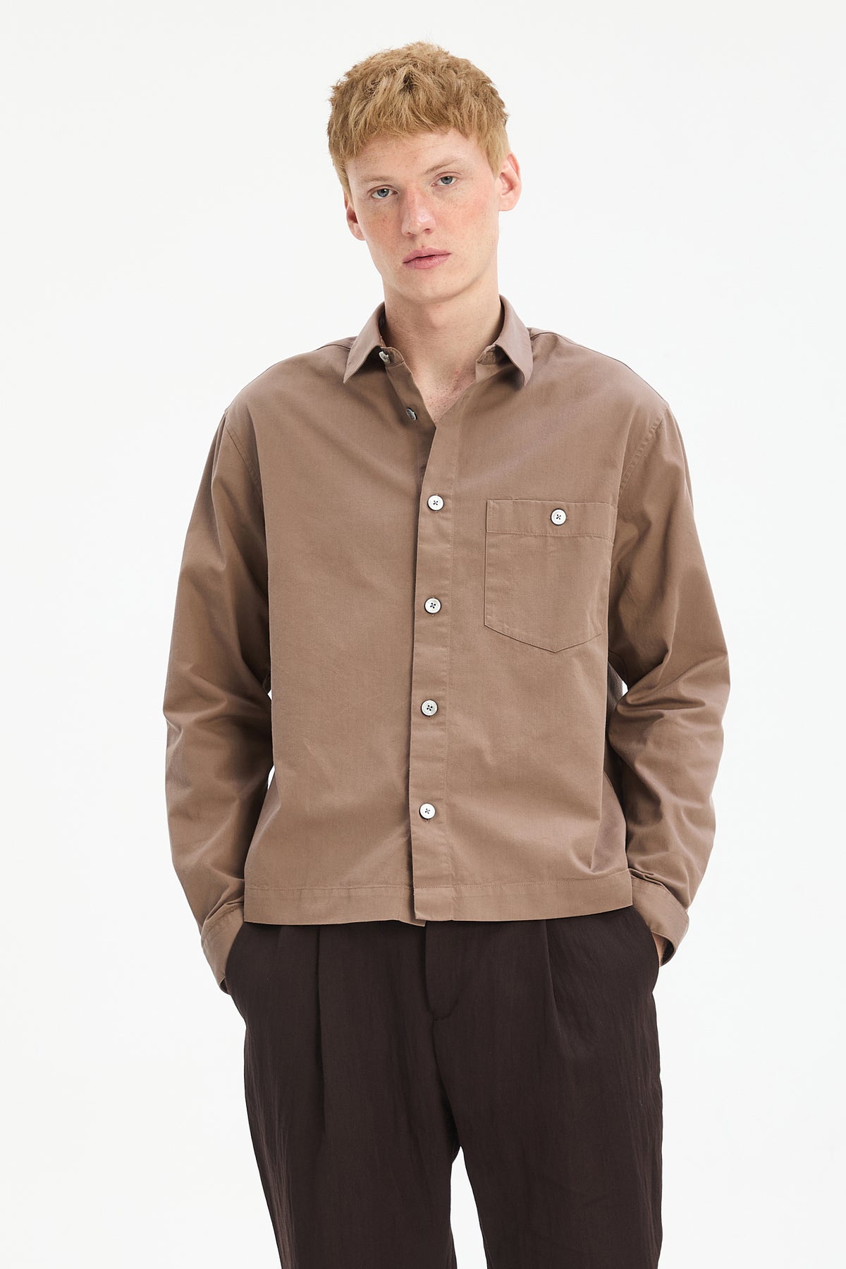 Architect's Shirt in Taupe Organic Cotton