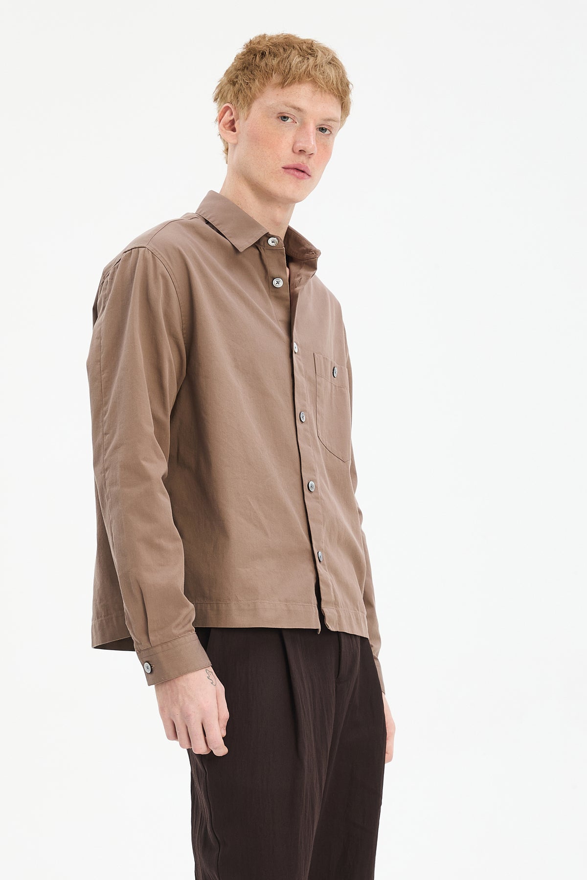 Architect's Shirt in Taupe Organic Cotton
