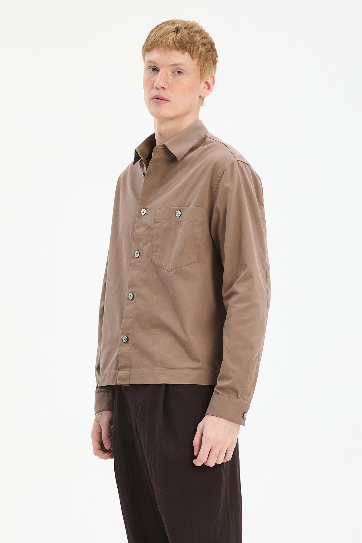 Architect's Shirt in Taupe Organic Cotton