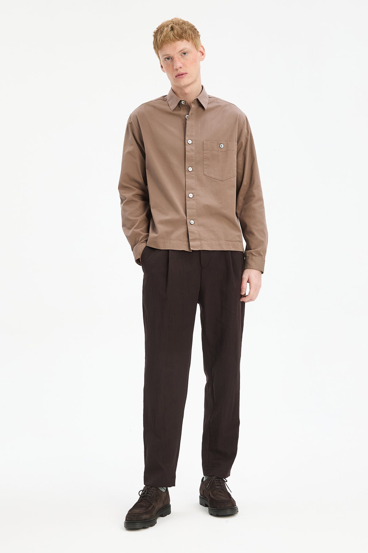 Architect's Shirt in Taupe Organic Cotton