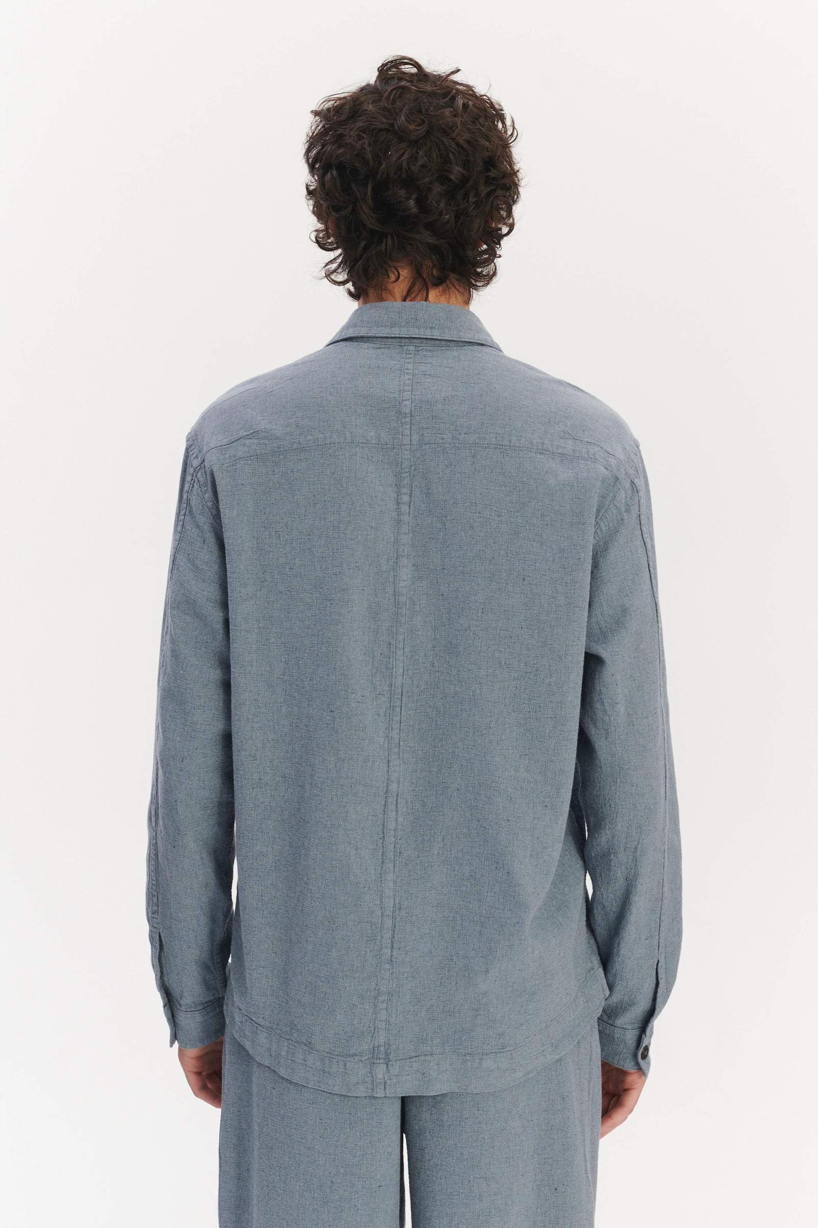 Architects Overshirt in a Pale Sky Blue Italian Recycled Cotton Denim