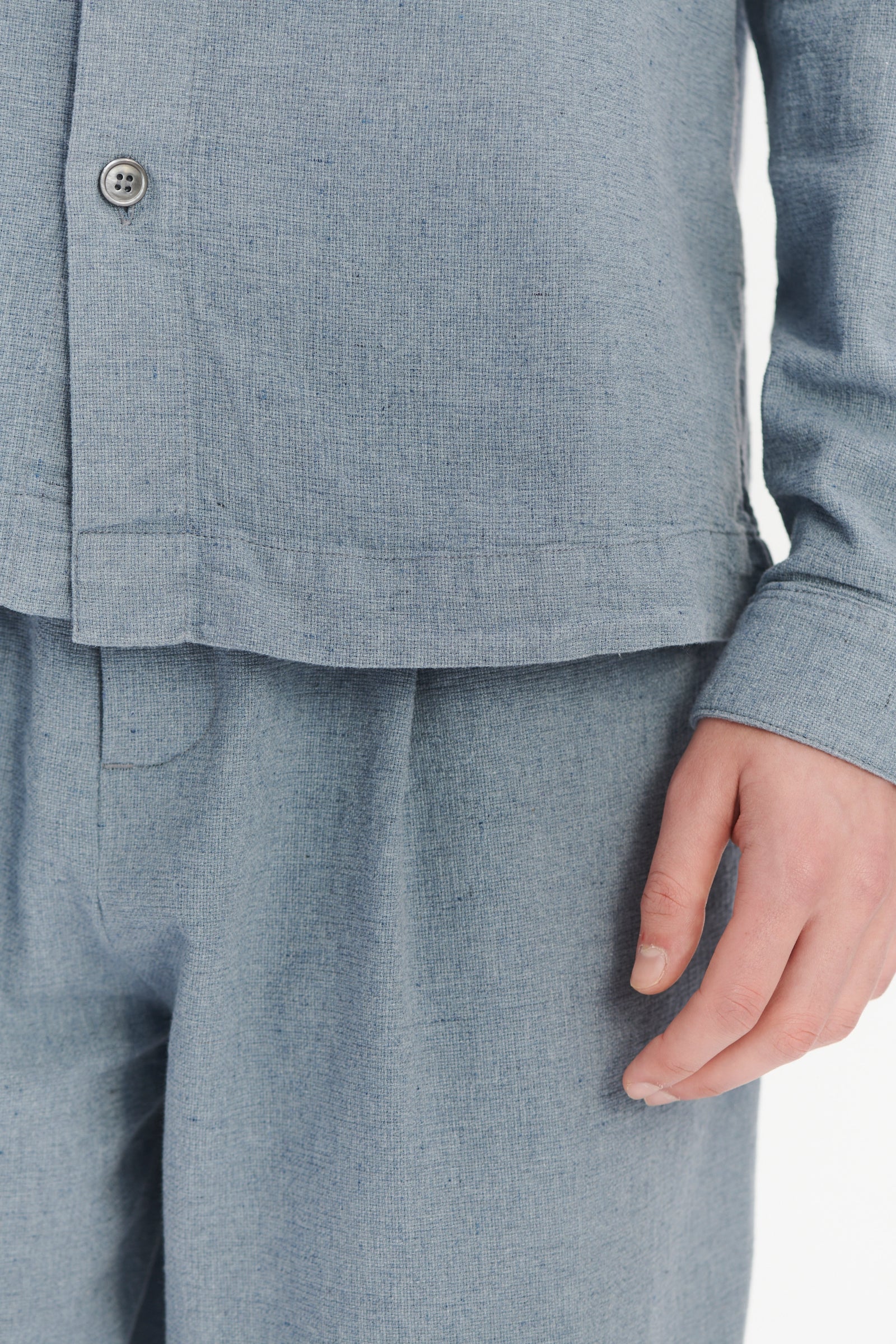 Architects Overshirt in a Pale Sky Blue Italian Recycled Cotton Denim
