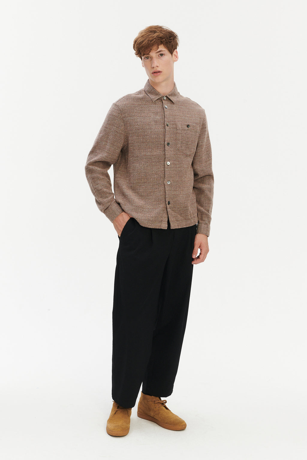 Architect's Shirt in Rusty Brown Structural Blend of Cotton and Hemp