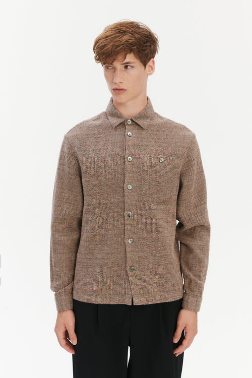 Architect's Shirt in Rusty Brown Structural Blend of Cotton and Hemp