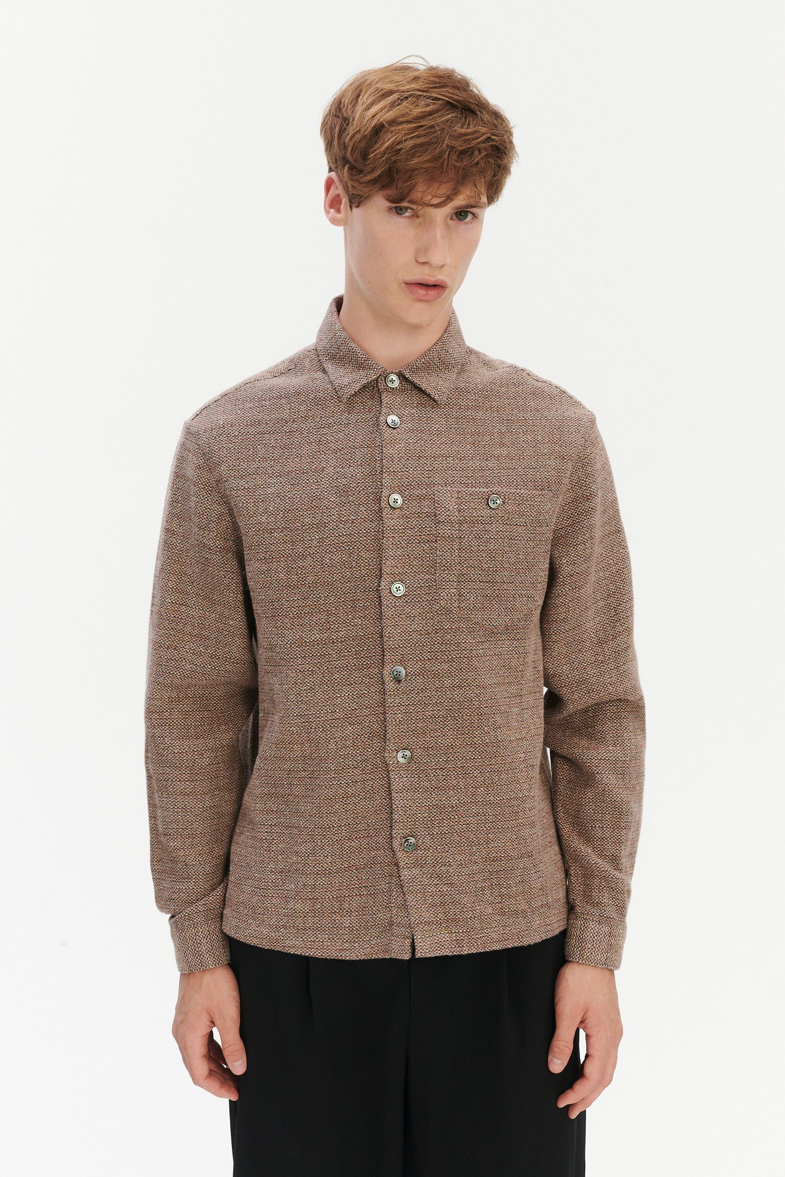 Architect's Shirt in Rusty Brown Structural Blend of Cotton and Hemp