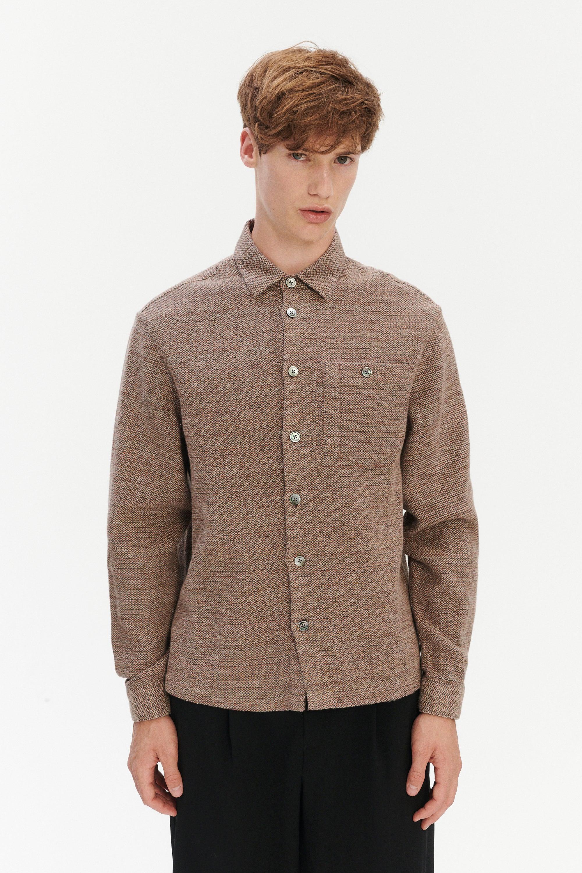 Architect's Shirt in Rusty Brown Structural Blend of Cotton and Hemp