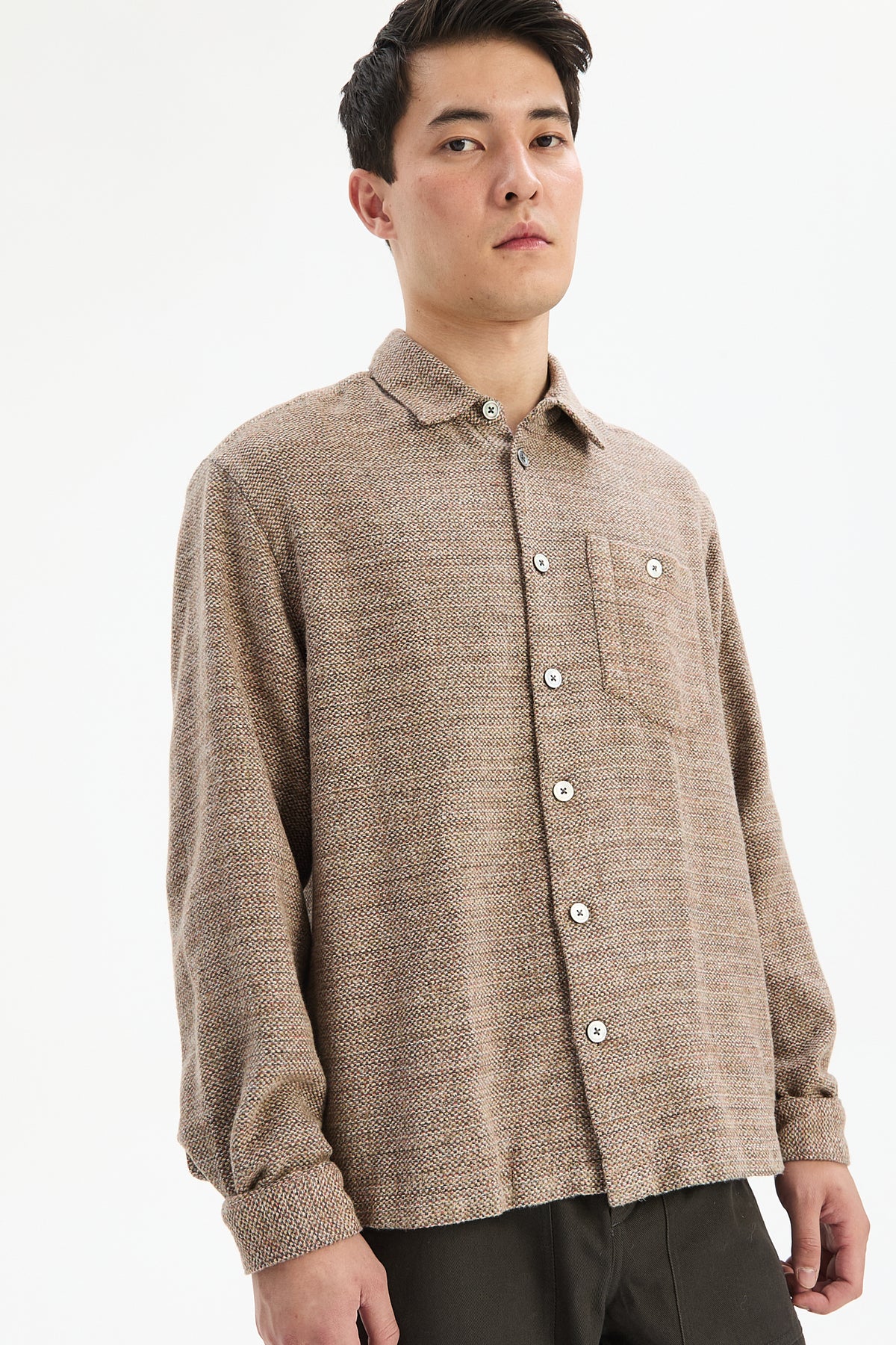 Architect's Shirt in Rusty Brown Structural Blend of Cotton and Hemp