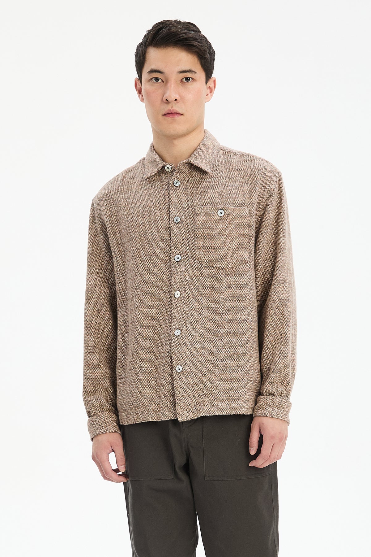 Architect's Shirt in Rusty Brown Structural Blend of Cotton and Hemp