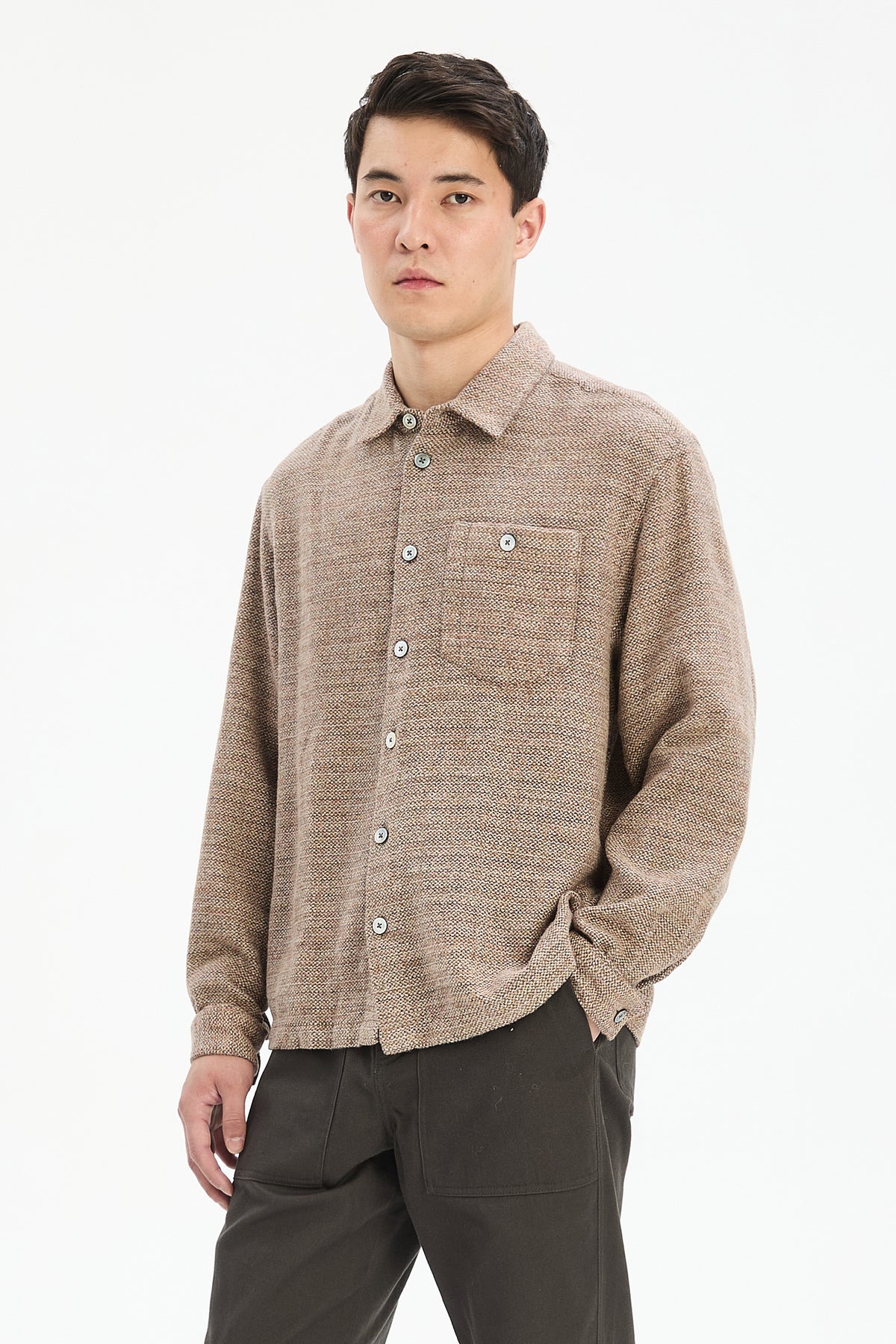 Architect's Shirt in Rusty Brown Structural Blend of Cotton and Hemp