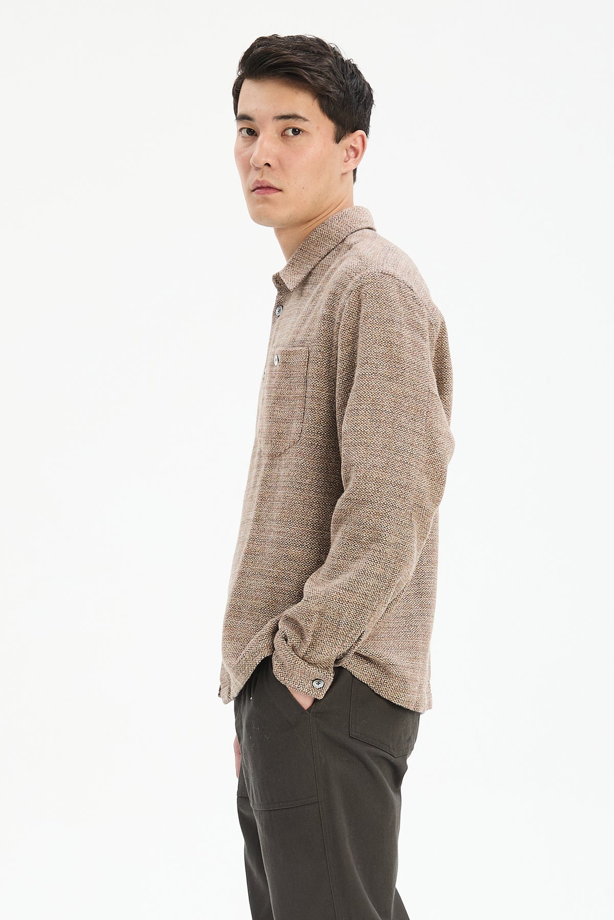 Architect's Shirt in Rusty Brown Structural Blend of Cotton and Hemp