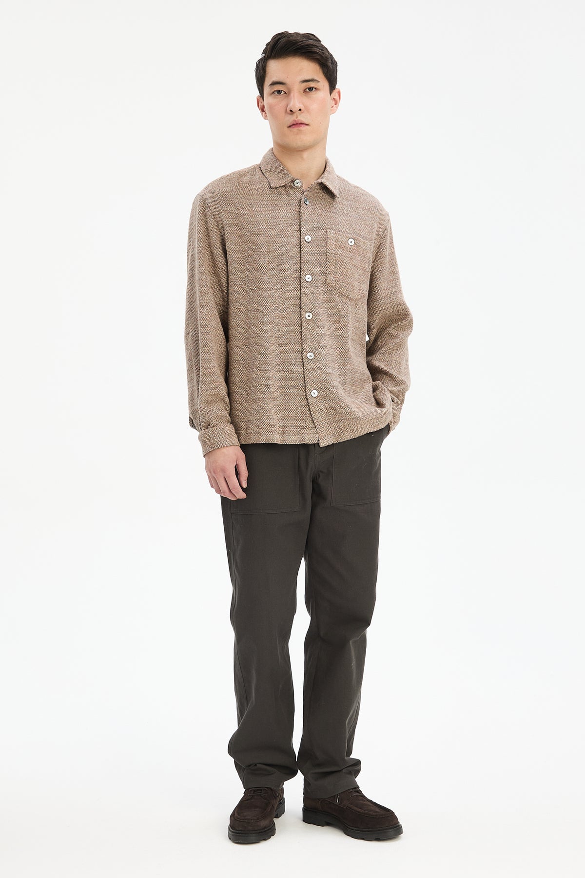 Architect's Shirt in Rusty Brown Structural Blend of Cotton and Hemp