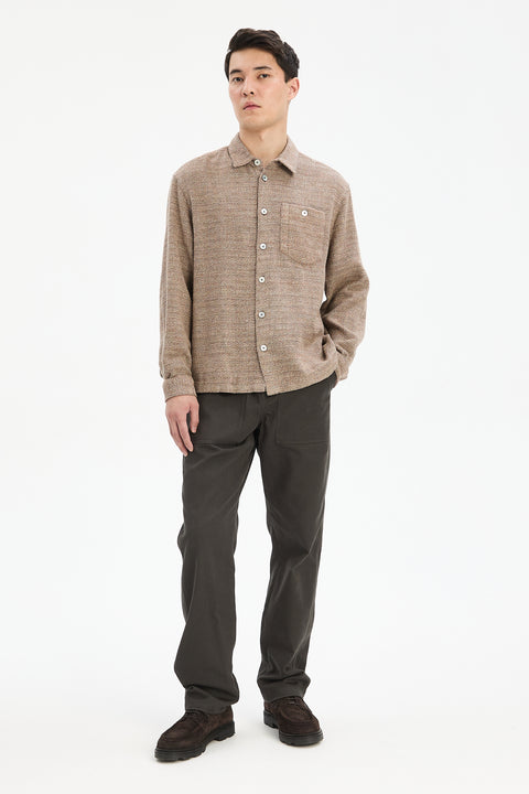 Architect's Shirt in Rusty Brown Structural Blend of Cotton and Hemp