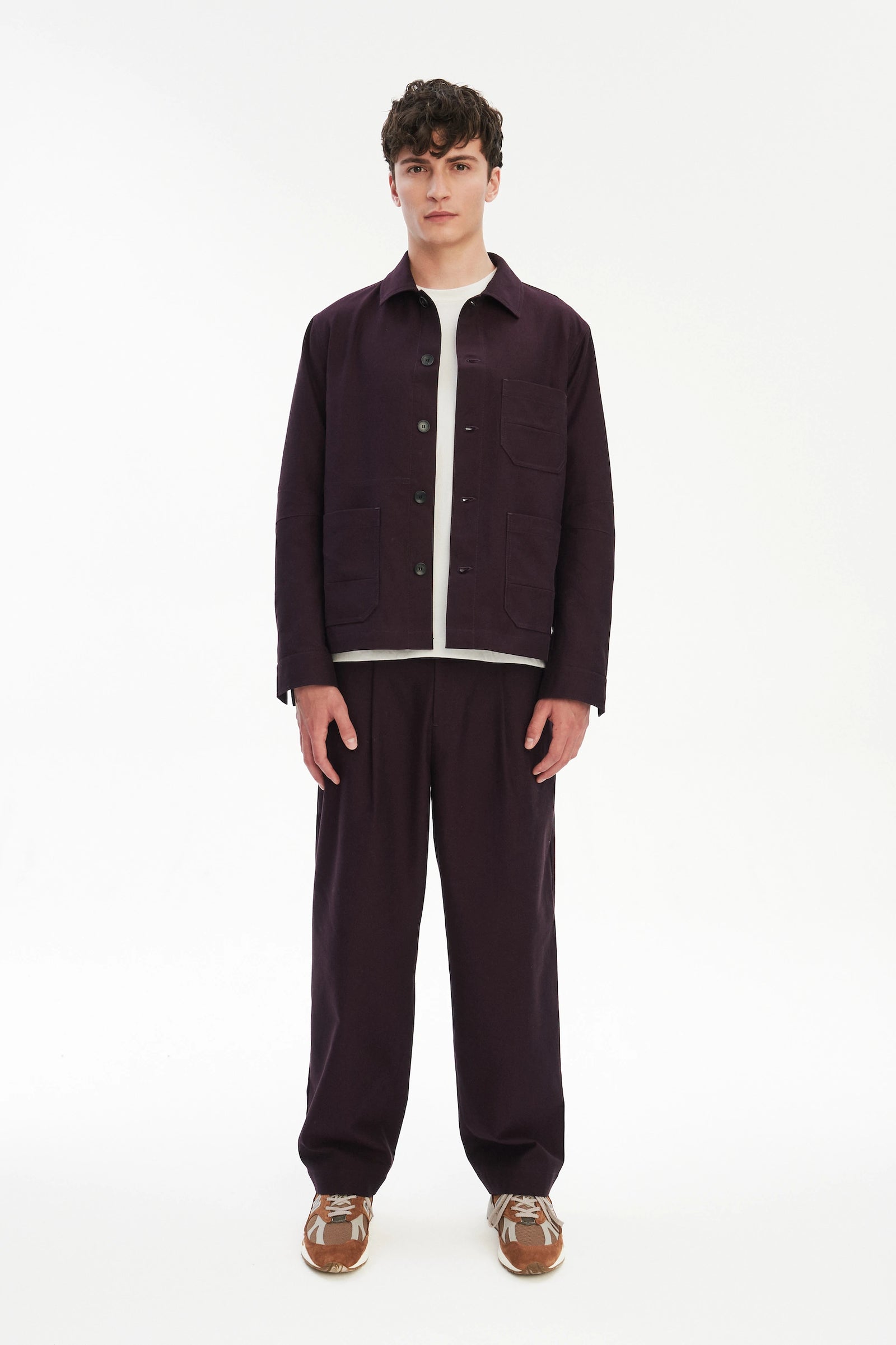 Amsterdam Trousers in a Deep Burgundy Red Italian Cotton