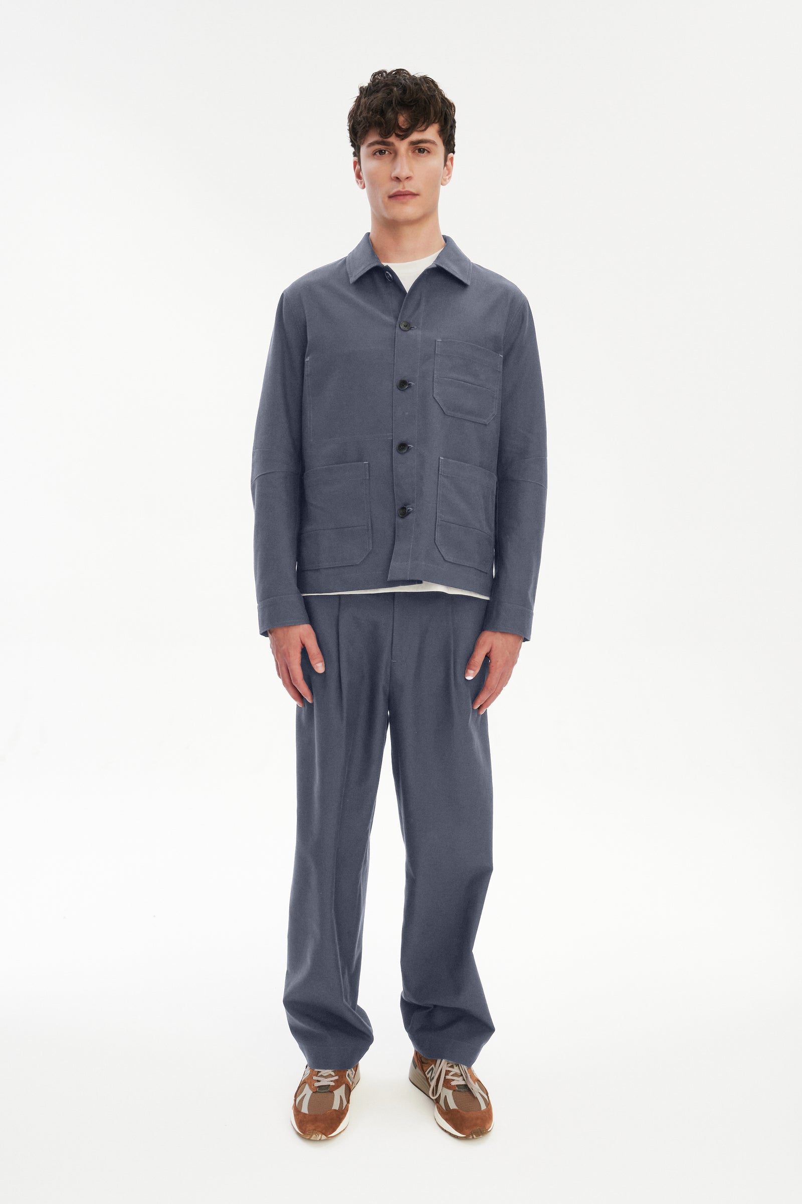 Dijon Workwear Jacket in a Steel Blue Italian Organic Cotton