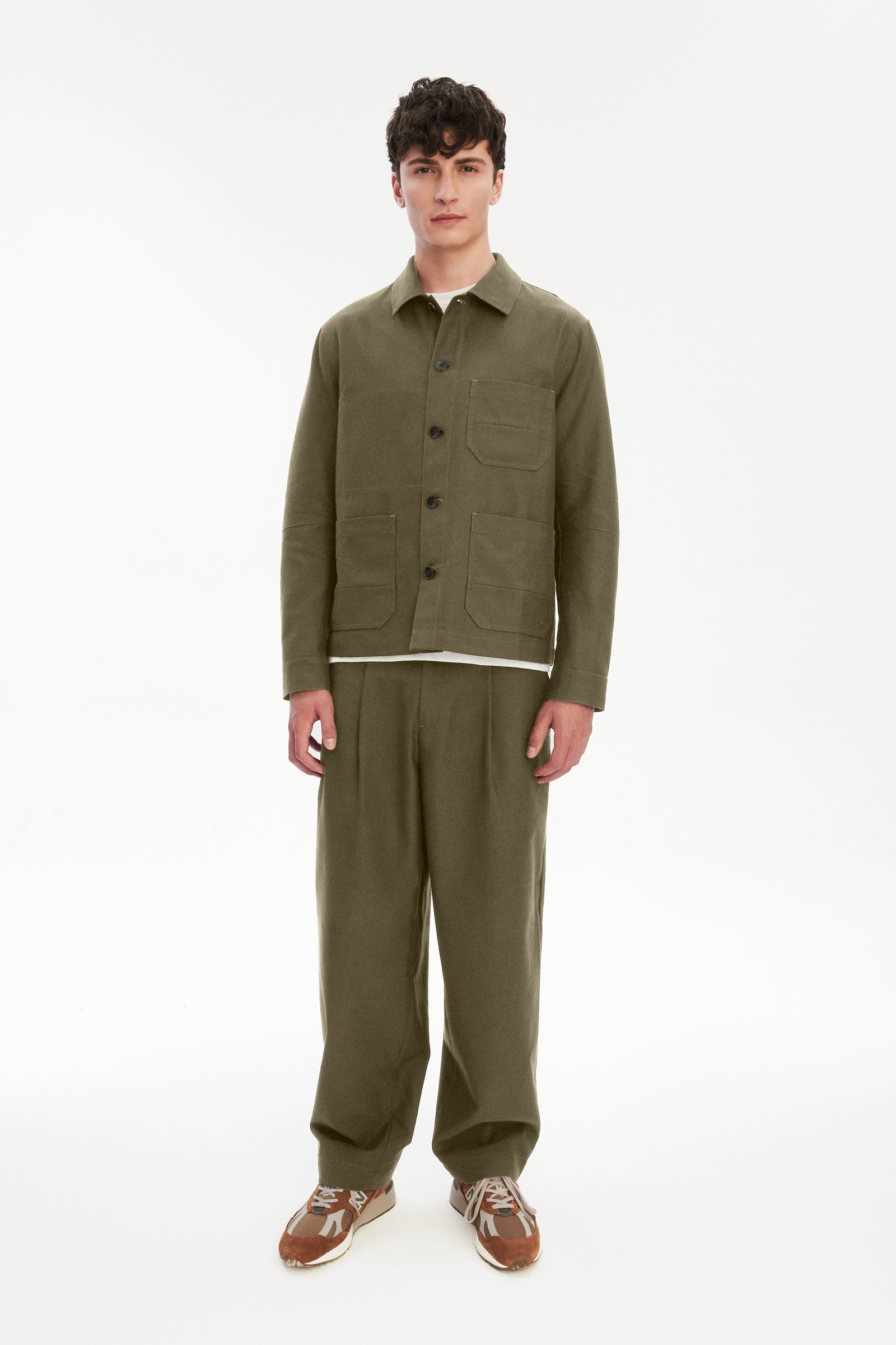 Dijon Workwear Jacket in a Moss Green Italian Organic Cotton