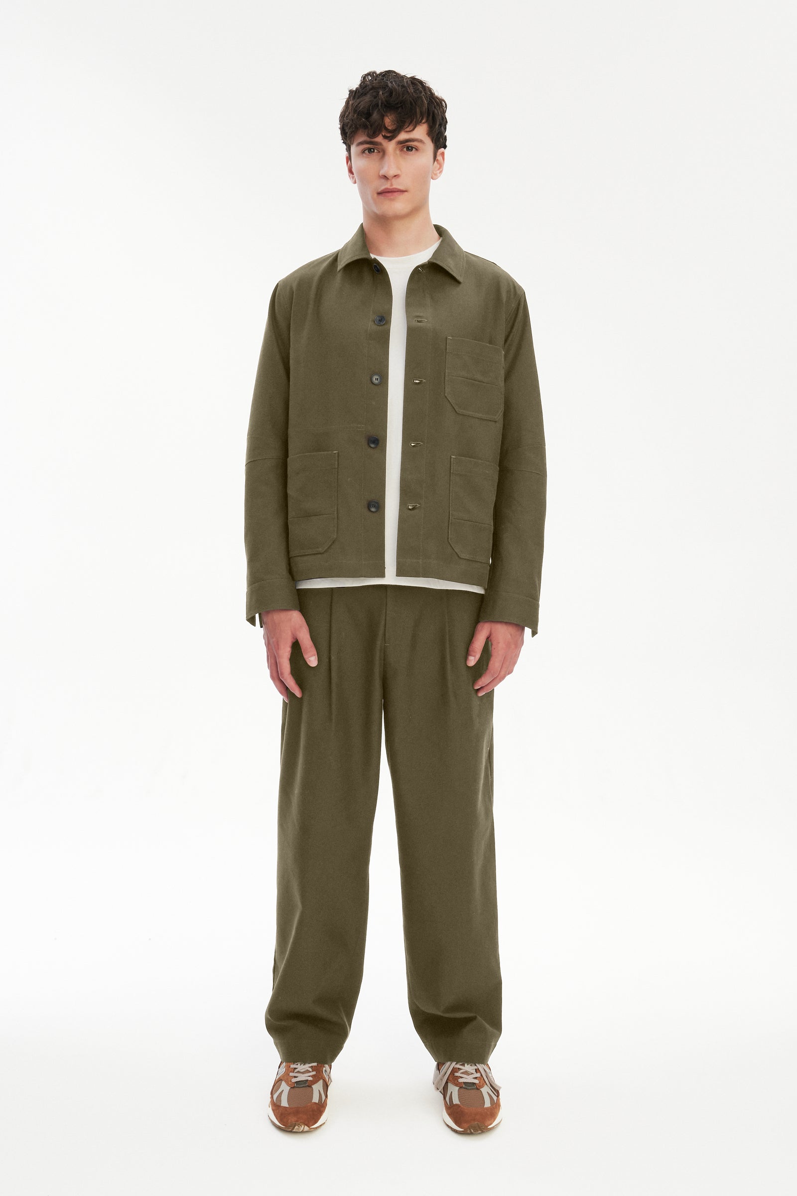Amsterdam Trousers in a Moss Green Italian Organic Cotton