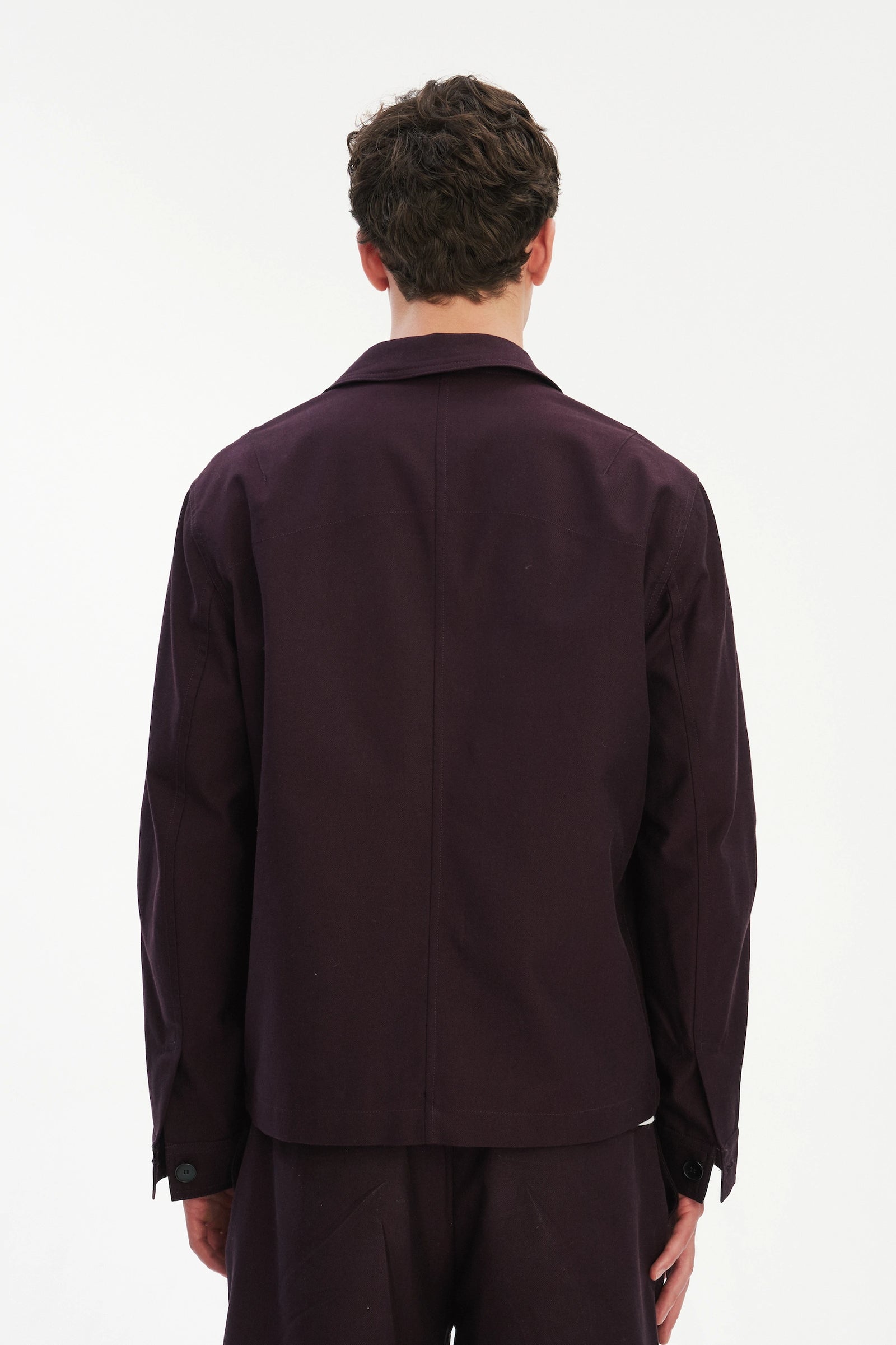 Dijon Workwear Jacket in a Deep Burgundy Red Italian Cotton by Subalpino