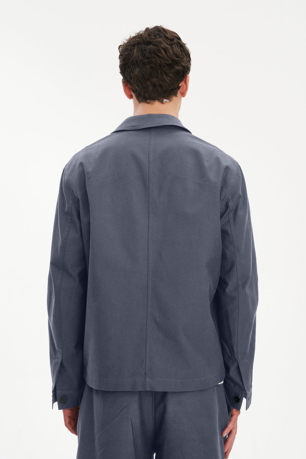 Workwear Jacket in a Steel Blue Subtle Firm Italian Organic Cotton