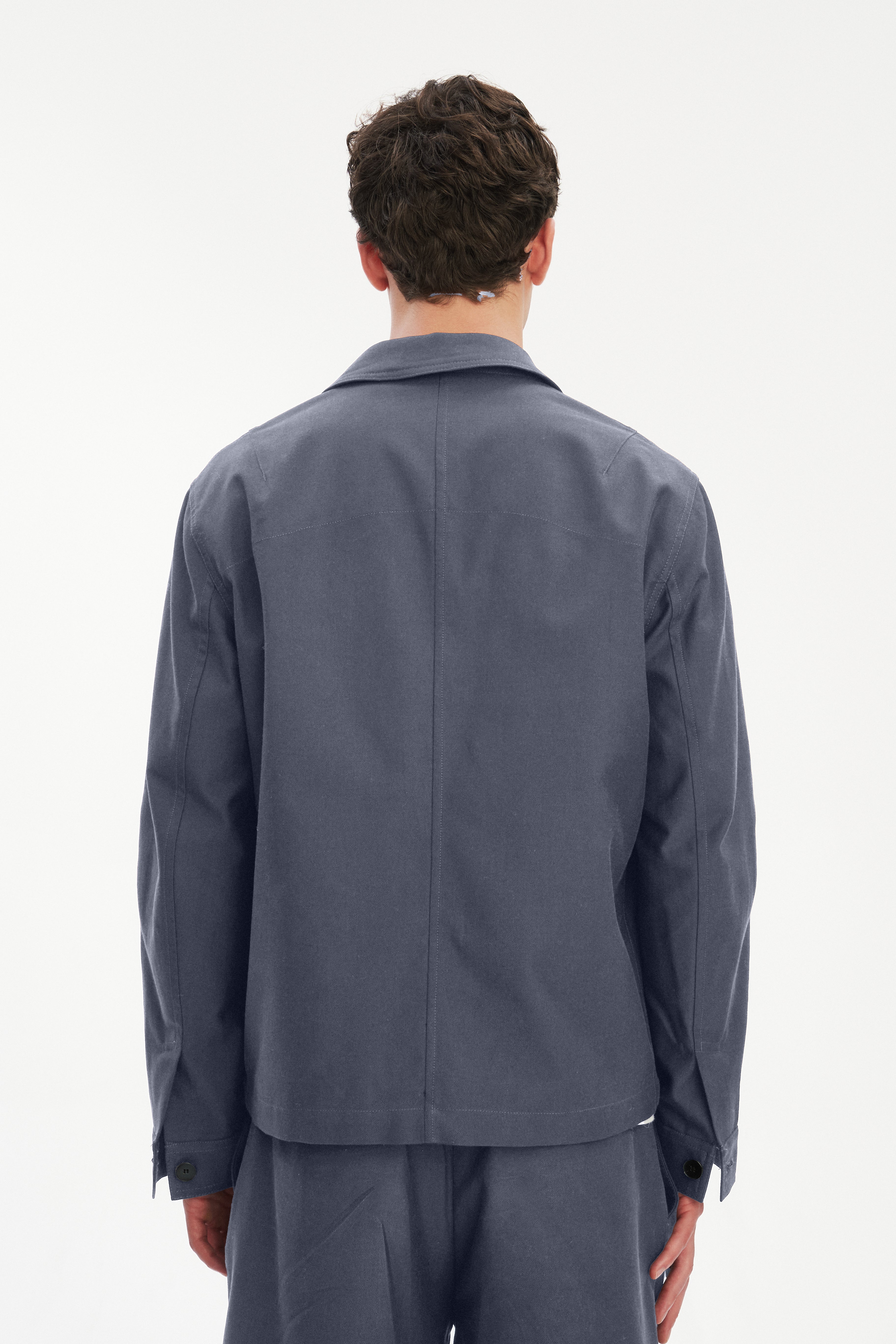 Workwear Jacket in a Steel Blue Subtle Firm Italian Organic Cotton