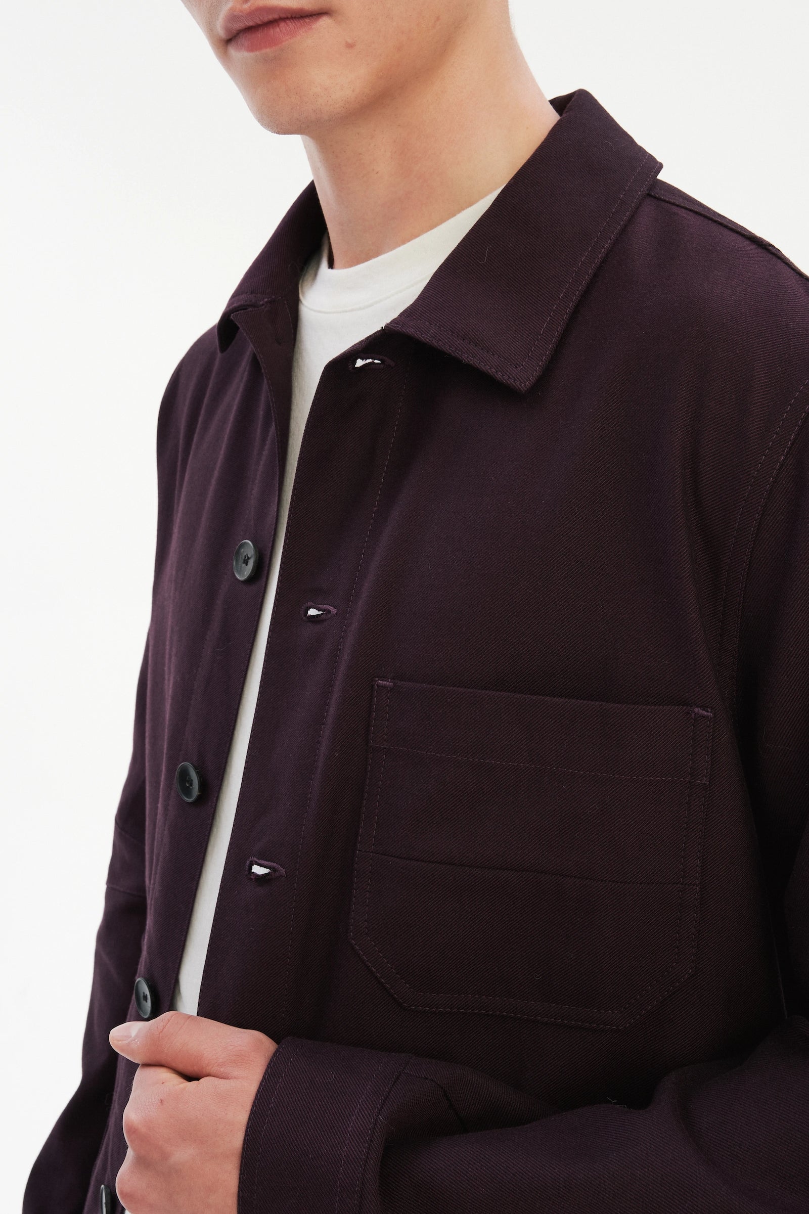 Dijon Workwear Jacket in a Deep Burgundy Red Italian Cotton by Subalpino